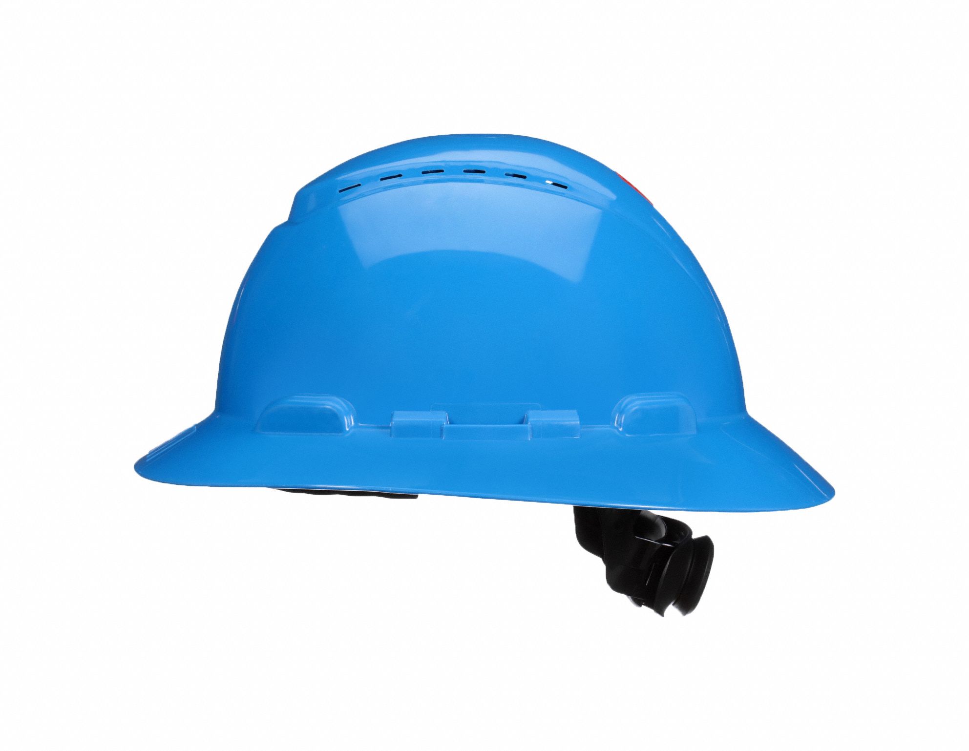 SecureFit(TM) Full Brim Hard Hat: Blue, Ratchet (4-Point), Ratchet, Polyethylene, 3M, Ratchet
