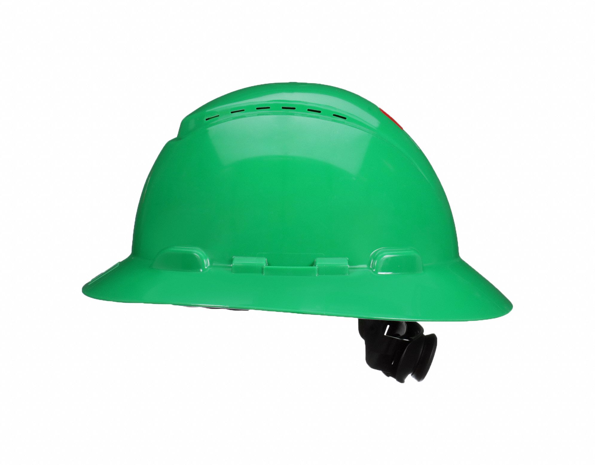 SecureFit(TM) Full Brim Hard Hat: Green, Ratchet (4-Point), Ratchet, Polyethylene, 3M, Ratchet
