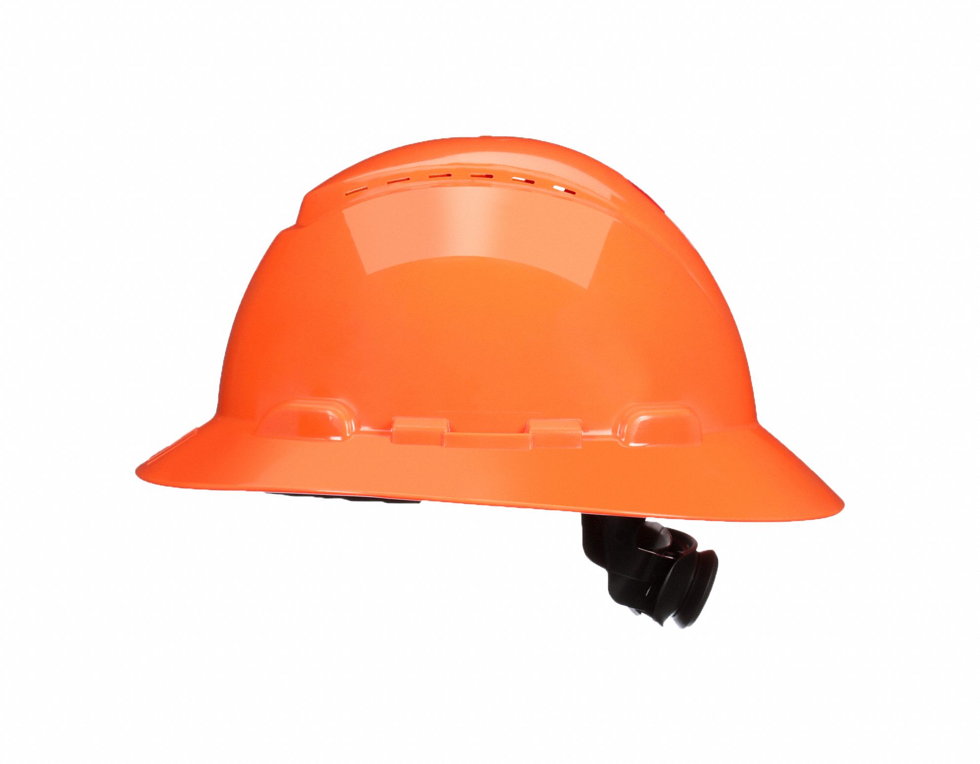 SecureFit(TM) Full Brim Hard Hat: Orange, Ratchet (4-Point), Ratchet, Polyethylene, 3M, Ratchet
