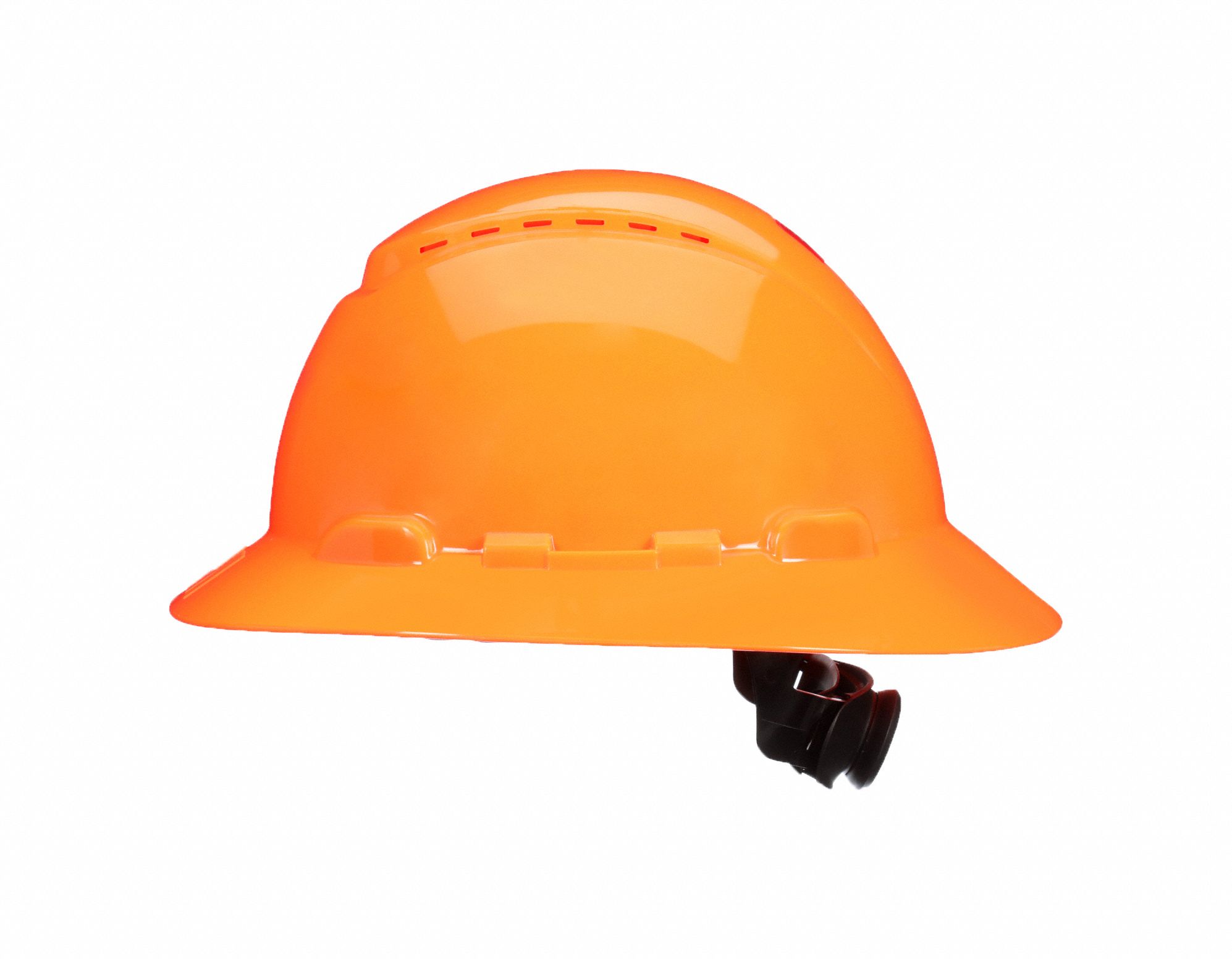 SecureFit(TM) Full Brim Hard Hat: Orange, Ratchet (4-Point), Ratchet, Polyethylene, 3M, Ratchet