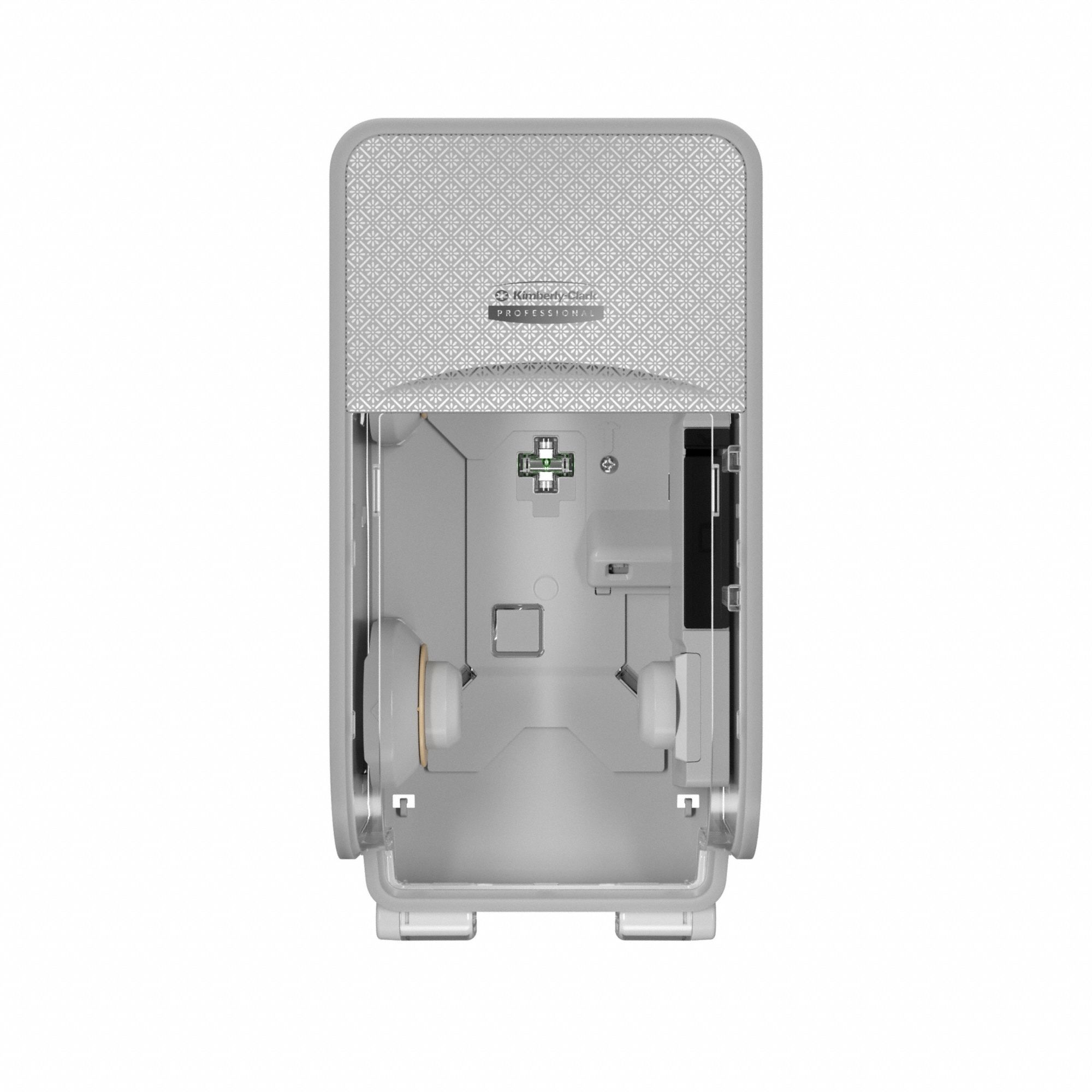 TOILET PAPER DISPENSER, HIGH CAPACITY, VERTICAL DOUBLE RL, PLASTIC, SILVER MOSAIC