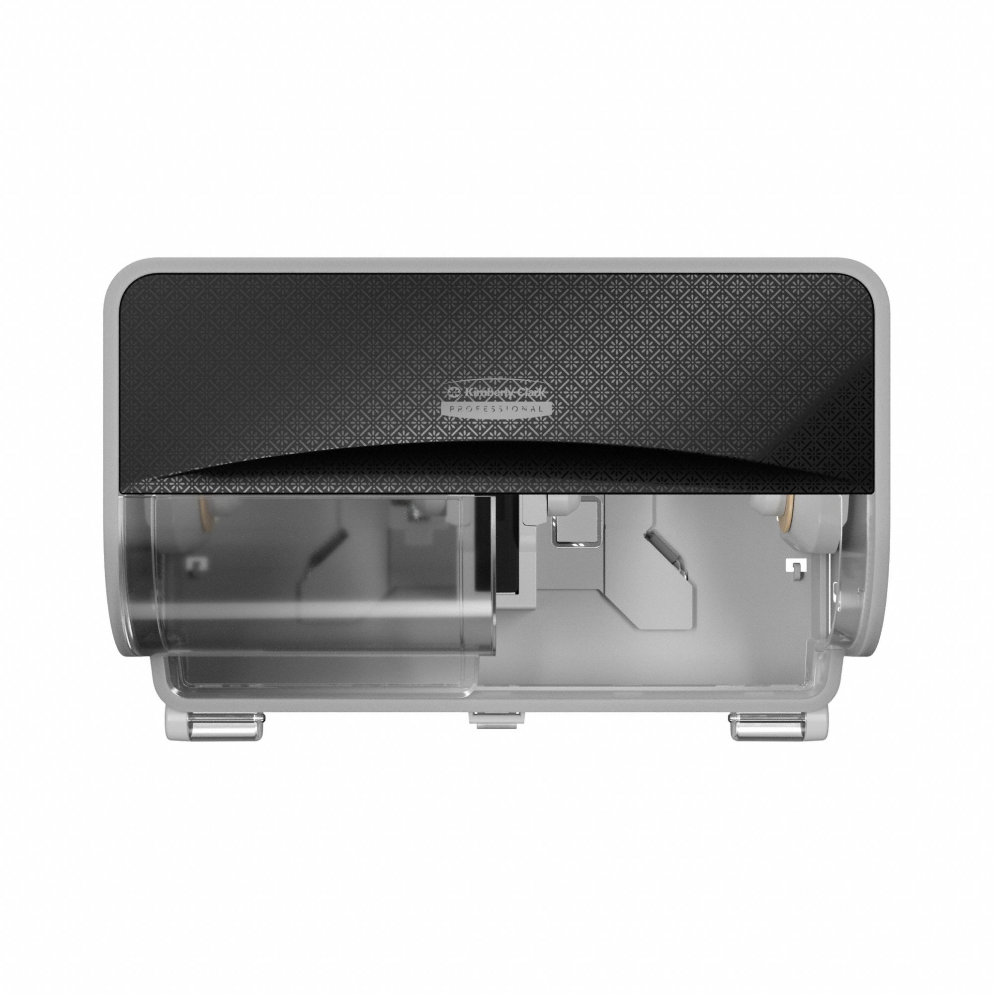 TOILET PAPER DISPENSER, HIGH CAPACITY, HORIZONTAL DOUBLE RL, PLASTIC, BLACK MOSAIC