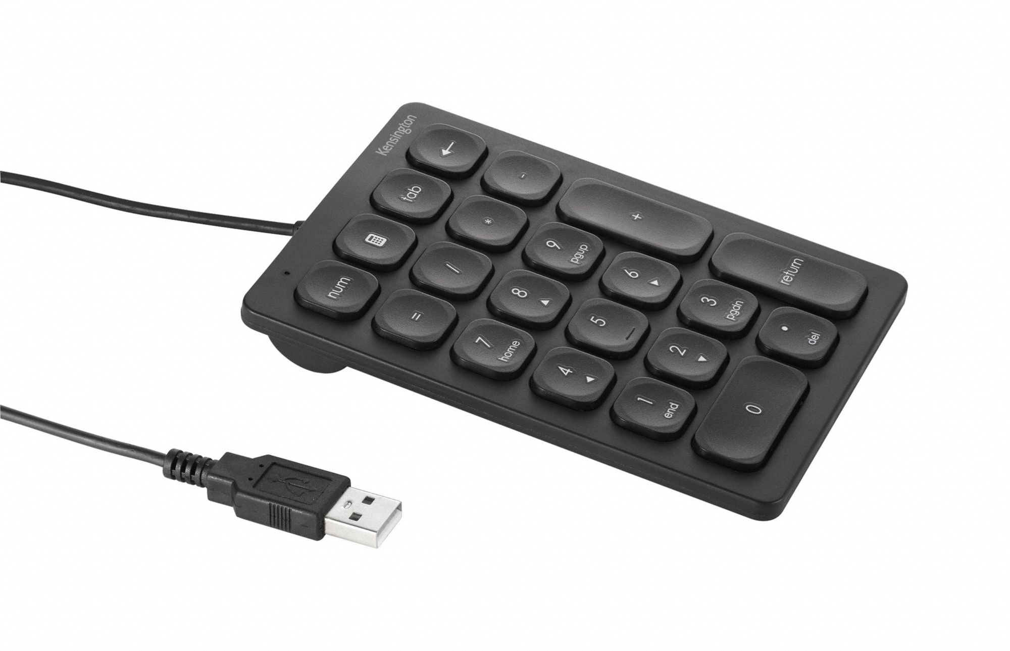 Number Keyboard: USB Connection, Black, 4 7/8 in Lg, Ergonomic Design, 35 in Cable Lg