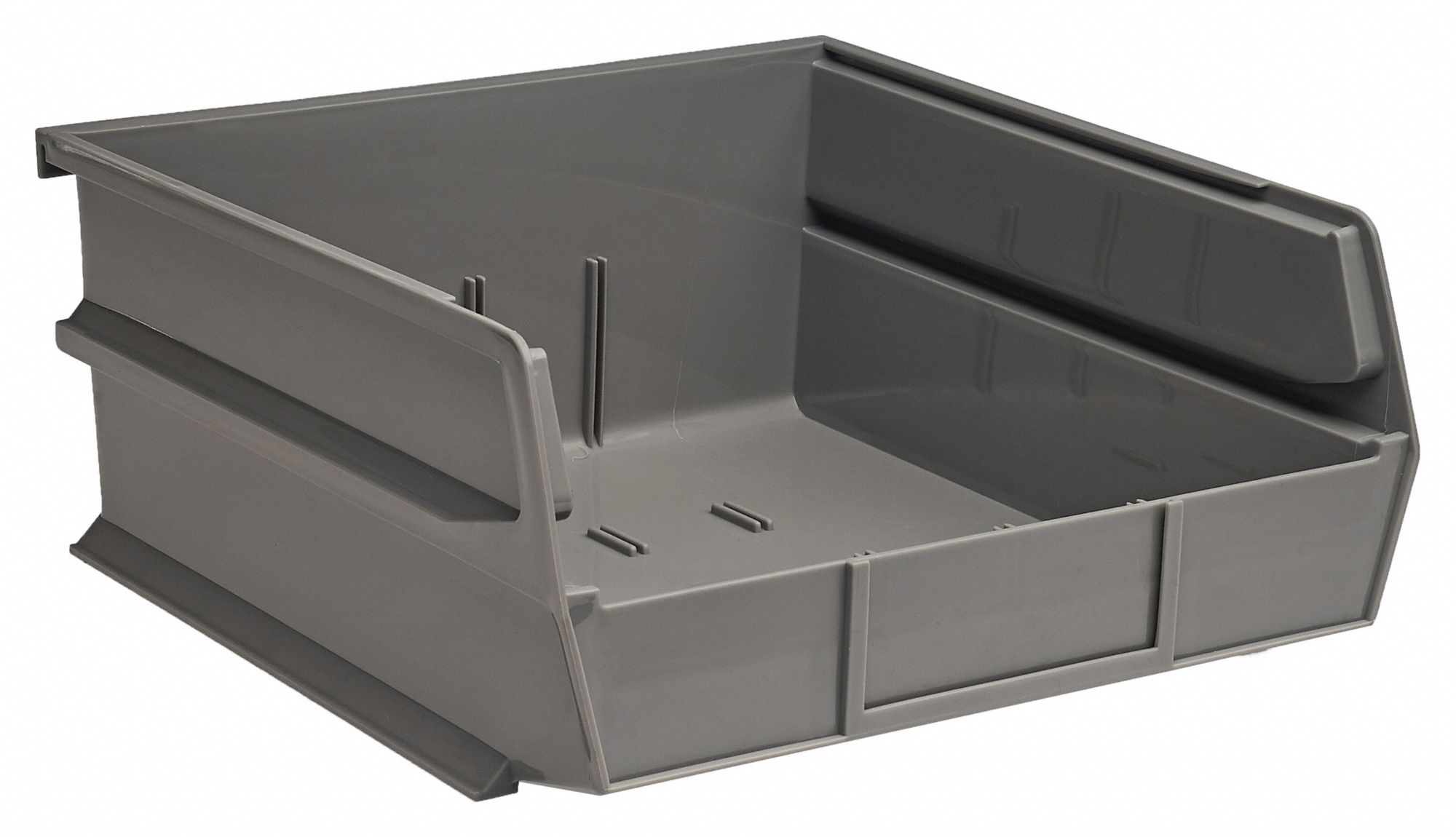Stacking/Hanging/Interlocking Bins: 10 7/8 in x 10 7/8 in x 5 in, Gray, 6 PK
