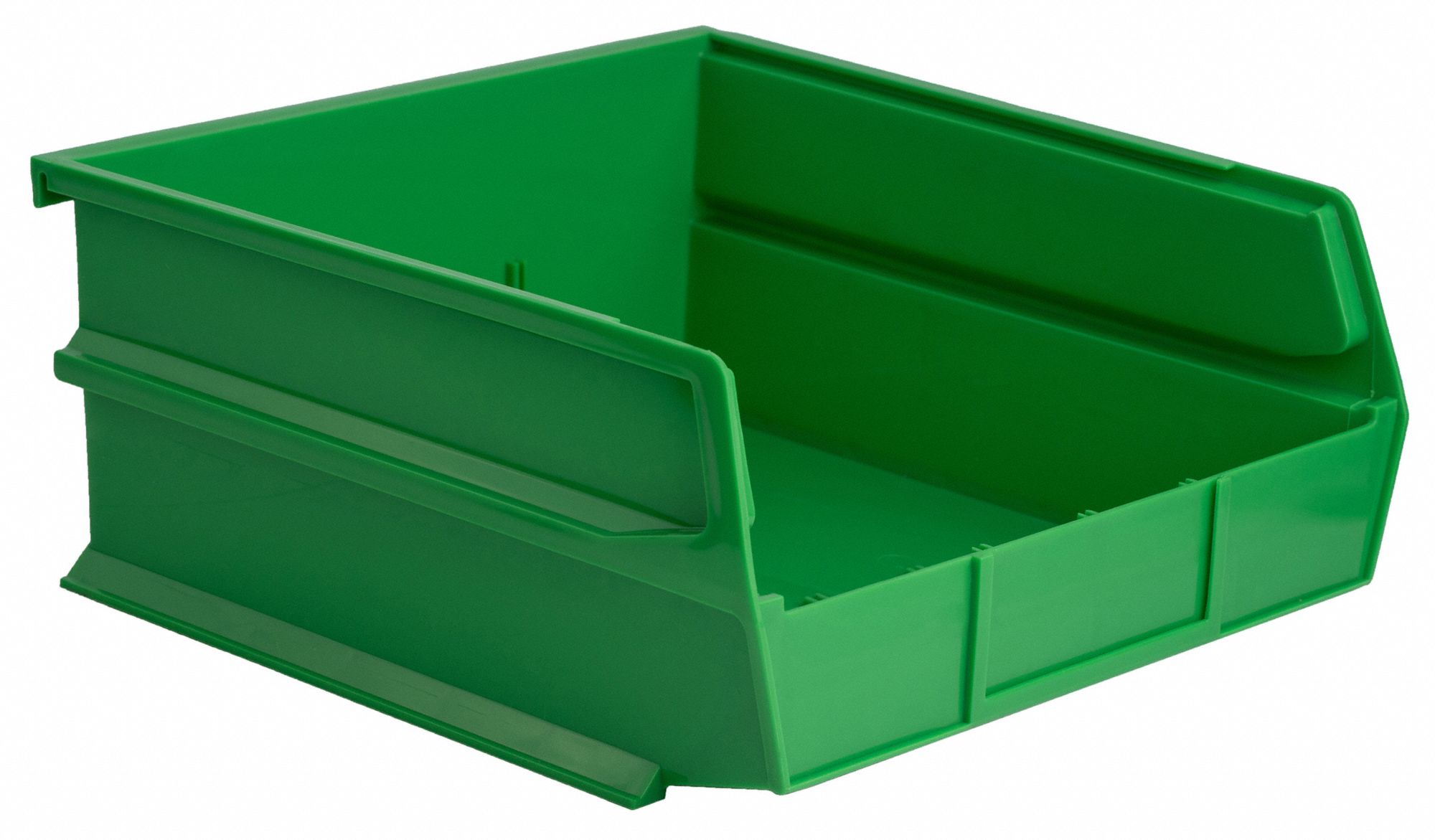Stacking/Hanging/Interlocking Bins: 10 7/8 in x 10 7/8 in x 5 in, Green, 6 PK