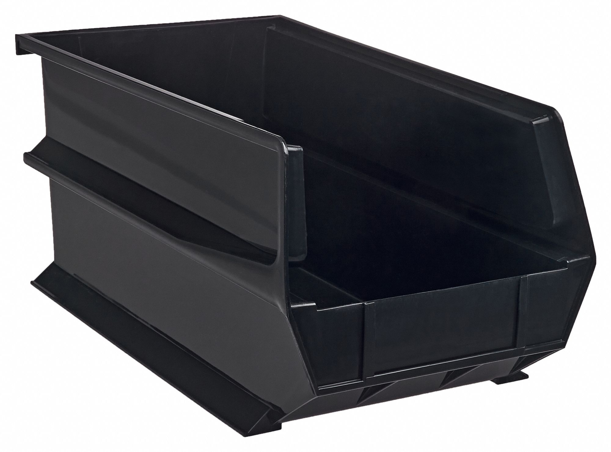 Stacking/Hanging/Interlocking Bins: 8 1/4 in x 14 3/4 in x 7 in, Black, 6 PK