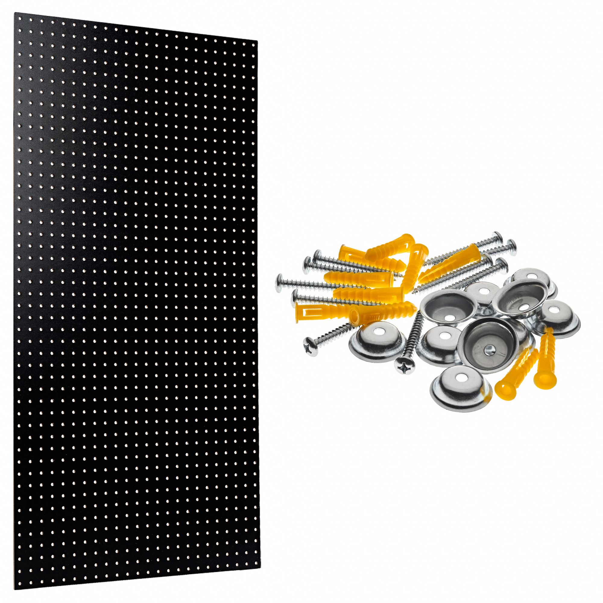 Wall Ready Black Pegboards: Round, 1/4 in Peg Hole Size, 42 in x 24 in x 1/4 in