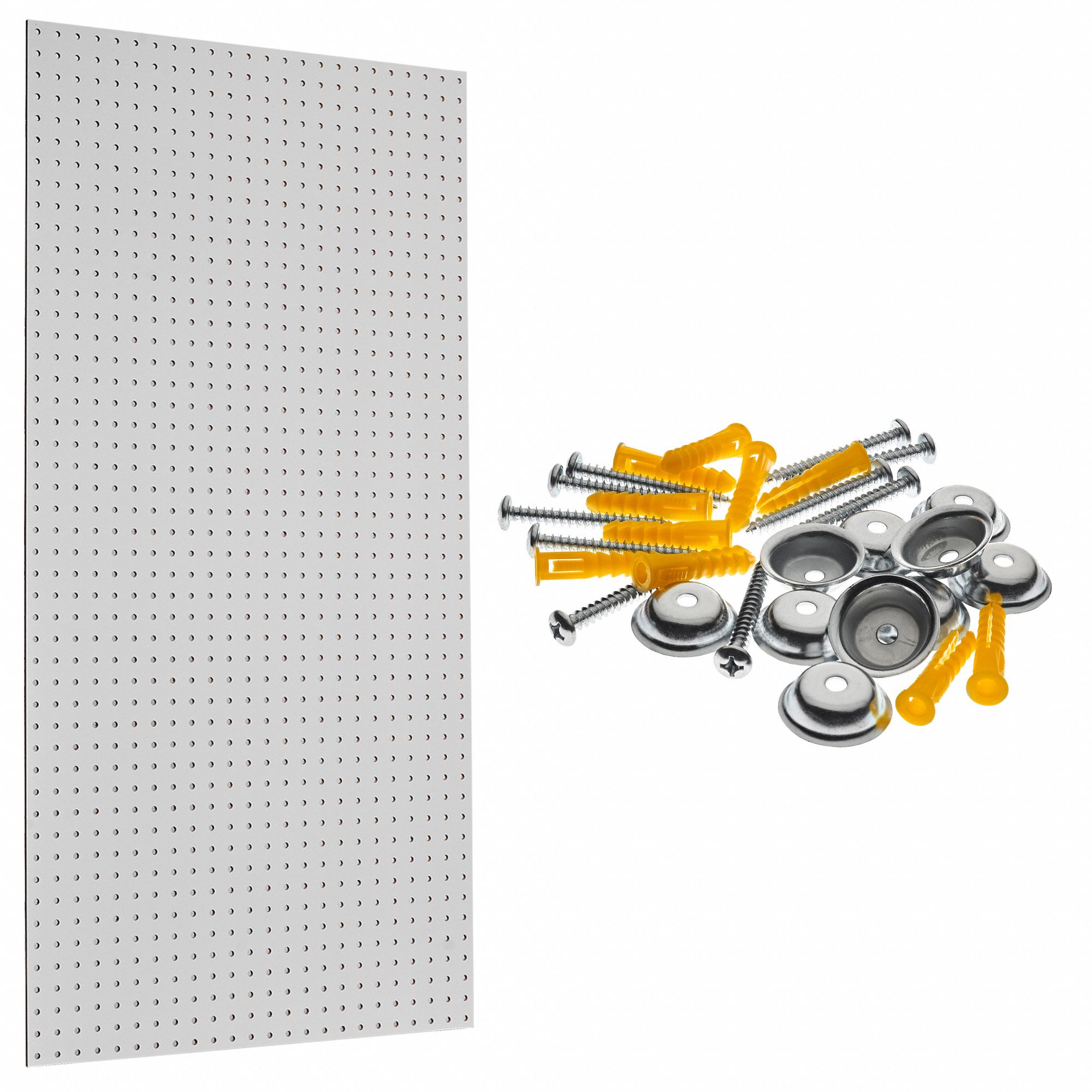 Wall Ready White Pegboards: Round, 1/4 in Peg Hole Size, 42 in x 24 in x 1/4 in