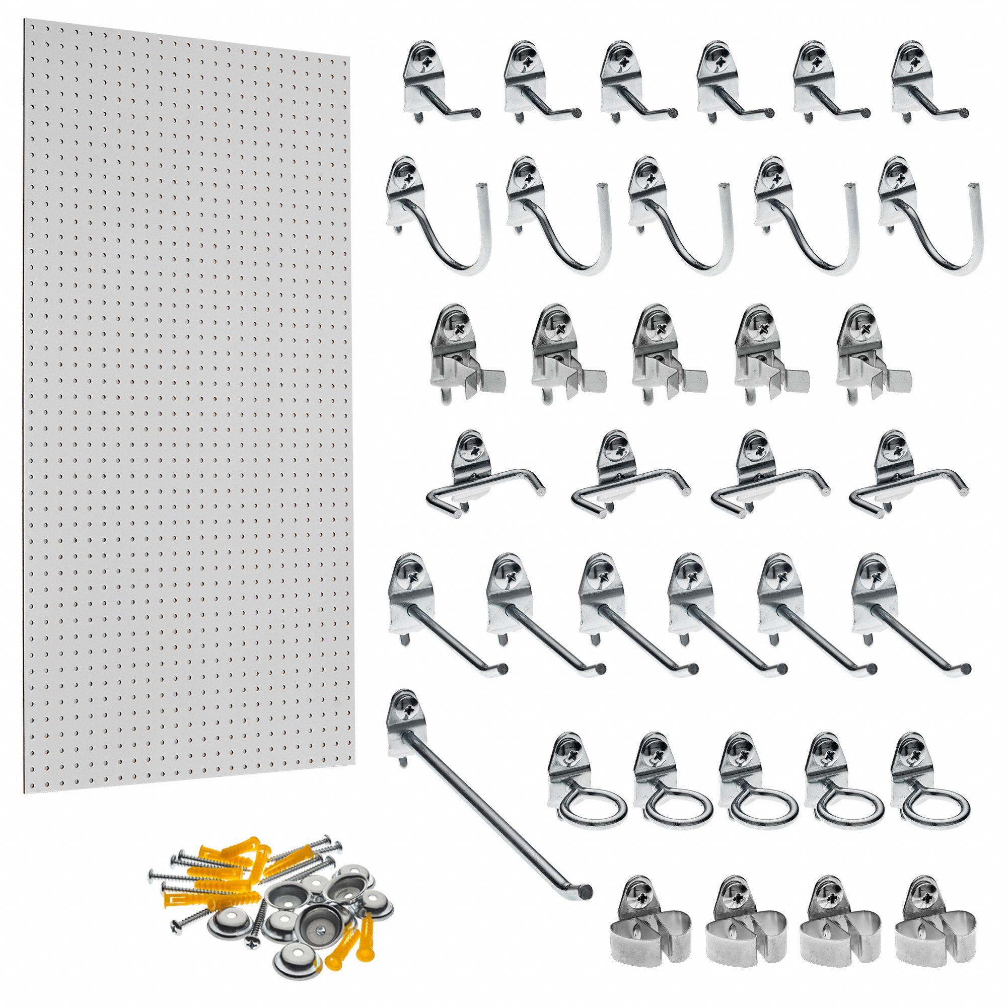 TRITON PRODUCTS, 1/4 in Peg Hole Size, 42 in x 24 in x 1/4 in, Wall Ready White Pegboards Kit