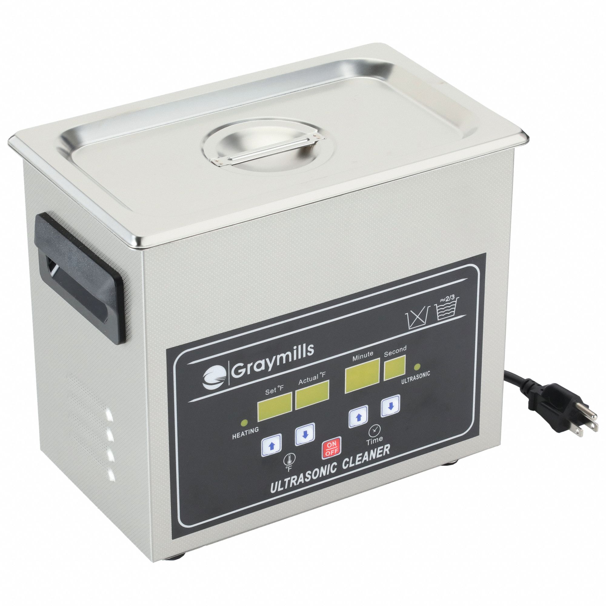 Digital Parts Washer: Ultrasonic, 304 Stainless steel, 0.8 gal Fluid Capacity