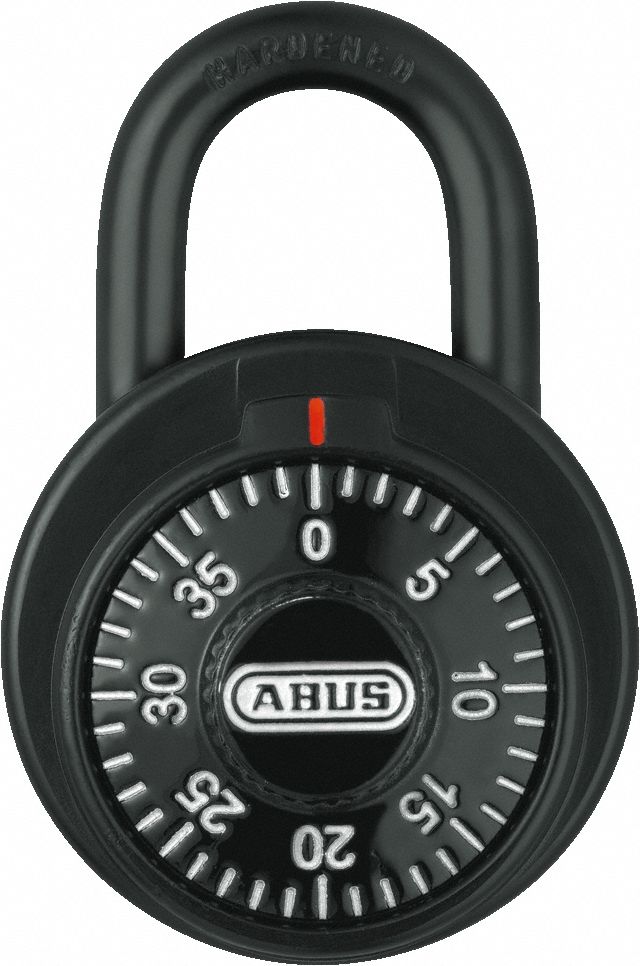 ABUS Combination Padlock: Dial Combo, Black, Steel, Std Shackle, Steel Shackle (MPN 78950). Key specifications — Dial Color: Black; Brand: ABUS.