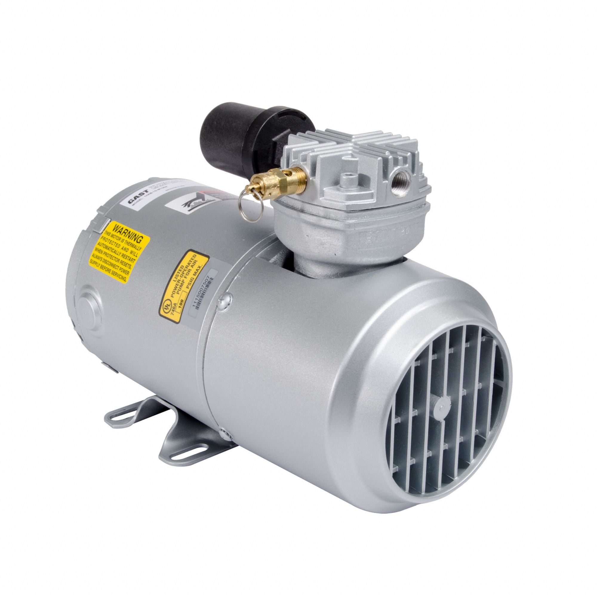 GAST Compressor: 0.25 hp, 1 Phase, 115V AC, 50 psi Max Continuous Pressure,  2.1 cfm