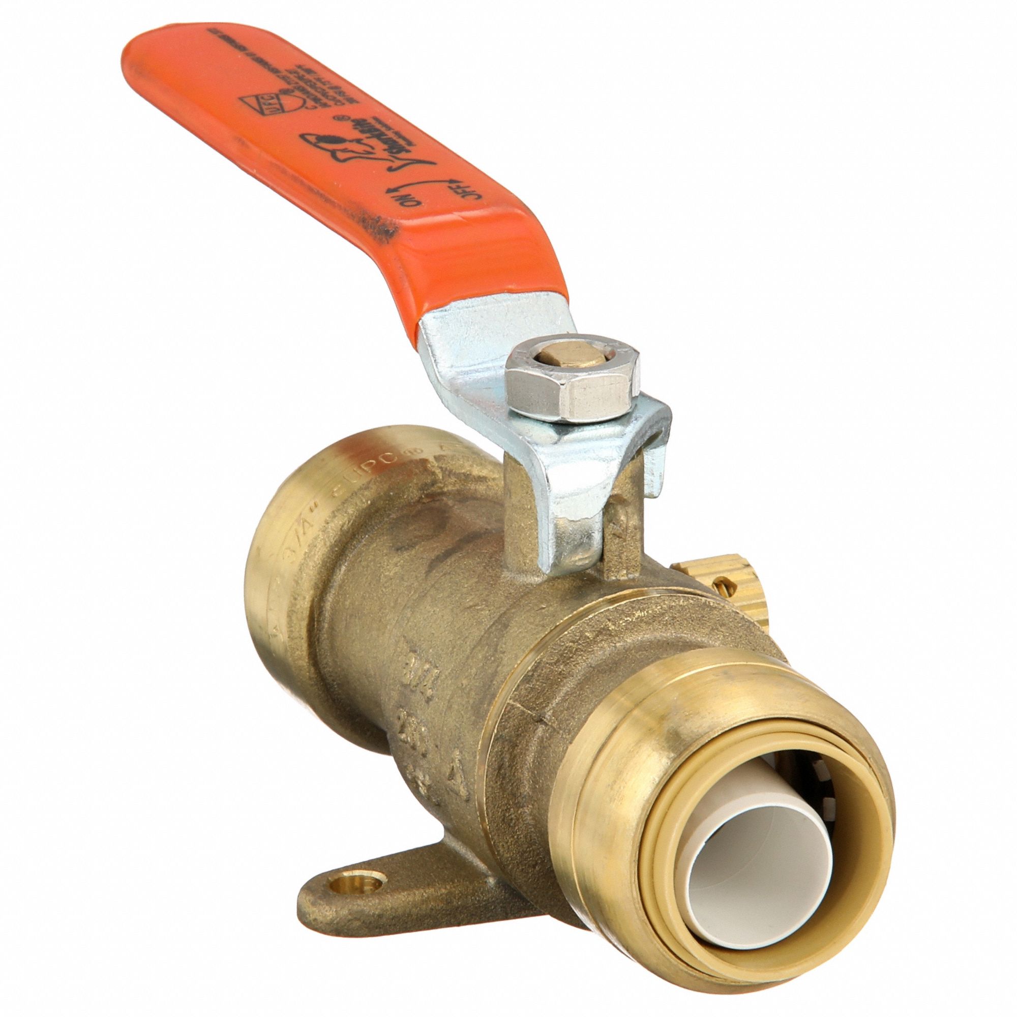 Manual Two-Way Ball Valve: 3/4 in, Brass, Straight, Push x Push, Full Port Ball Port