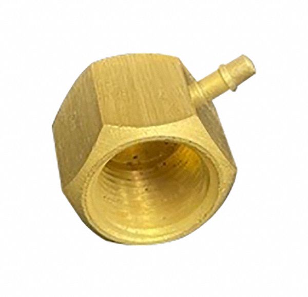 Barbed Fitting Elbow: 1/2 in Pipe x 1/4 in ID Size, FBSPP x Barbed, Brass, Beaded Barb