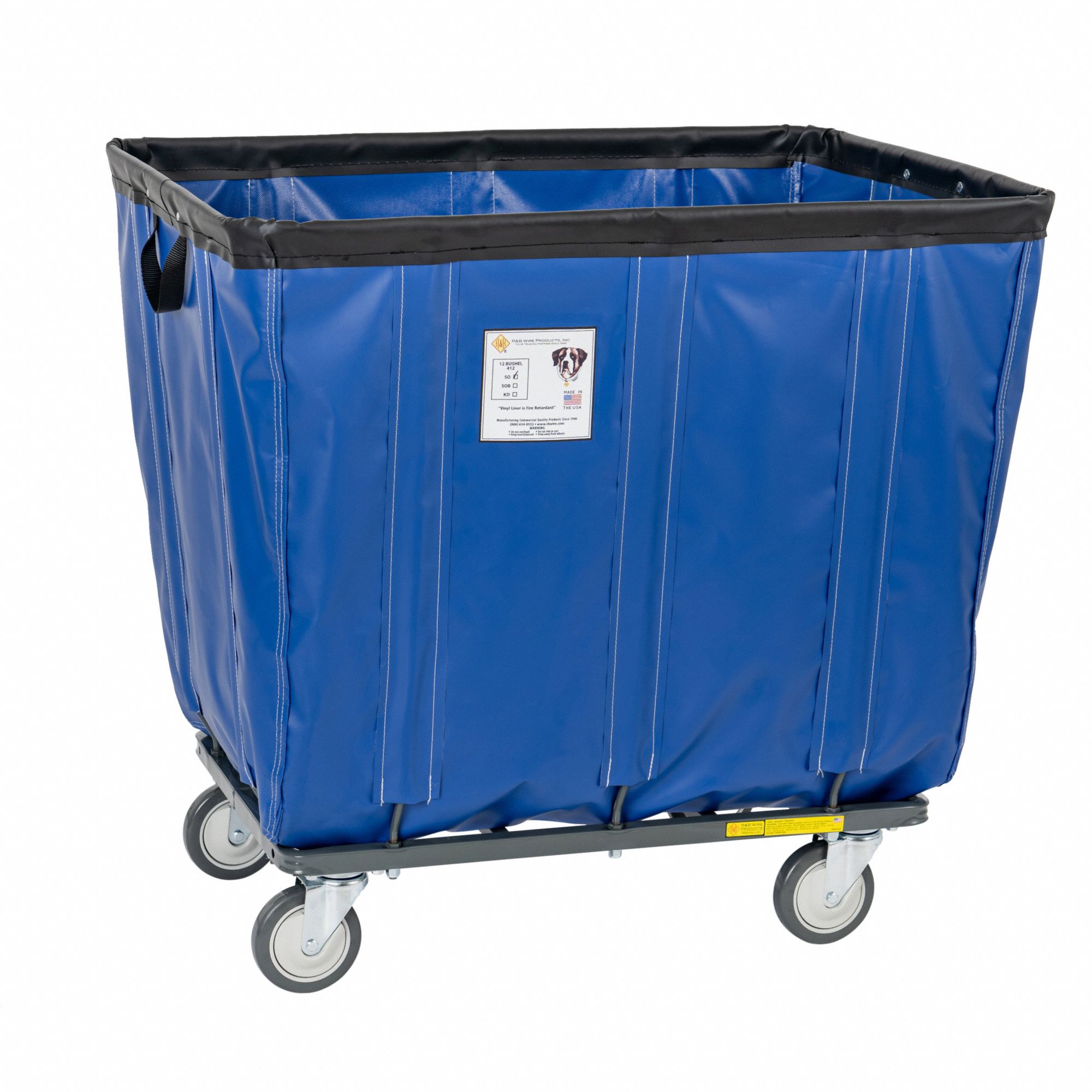 Vinyl Bushel Truck: 10 cu ft Cubic Foot Capacity, 600 lb Load Capacity, Blue