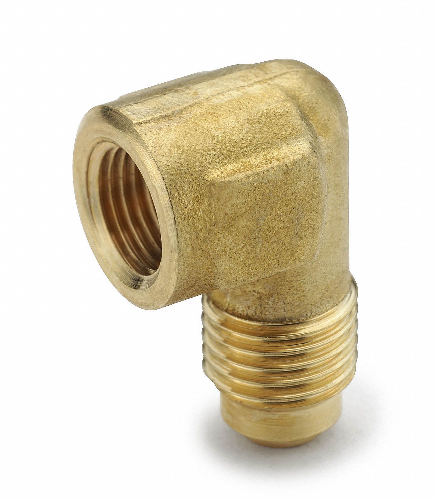 Flared Fitting Elbow: 1/2 in OD x 3/4 in Pipe Fitting Size, Flared/Threaded, Brass