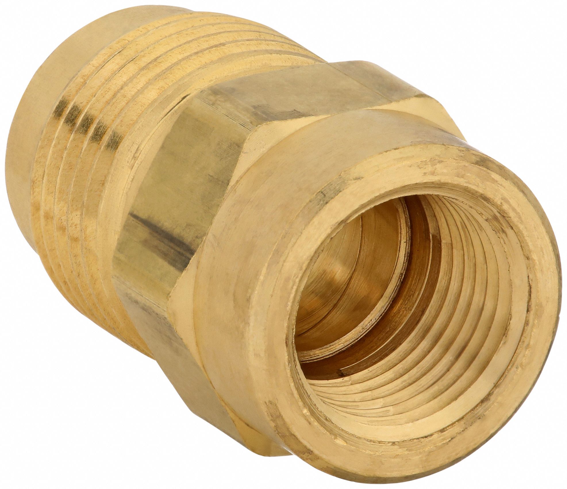 Flared Fitting Adapter: 5/8 in OD x 3/4 in Pipe Fitting Size, Flared/Threaded, Brass