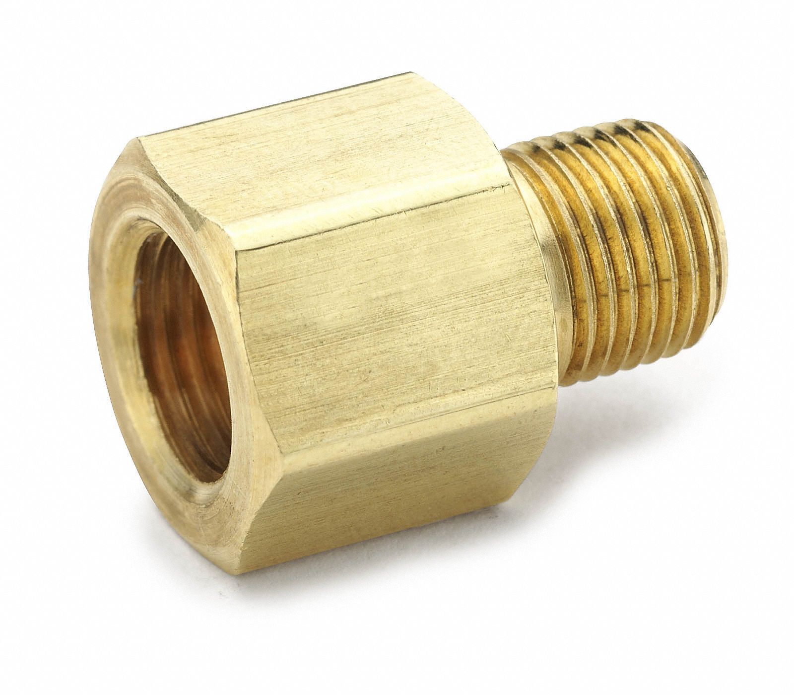 Flared Fitting Adapter: 1/4 in OD x 1/4 in OD Fitting Size, Flared/Threaded, Brass