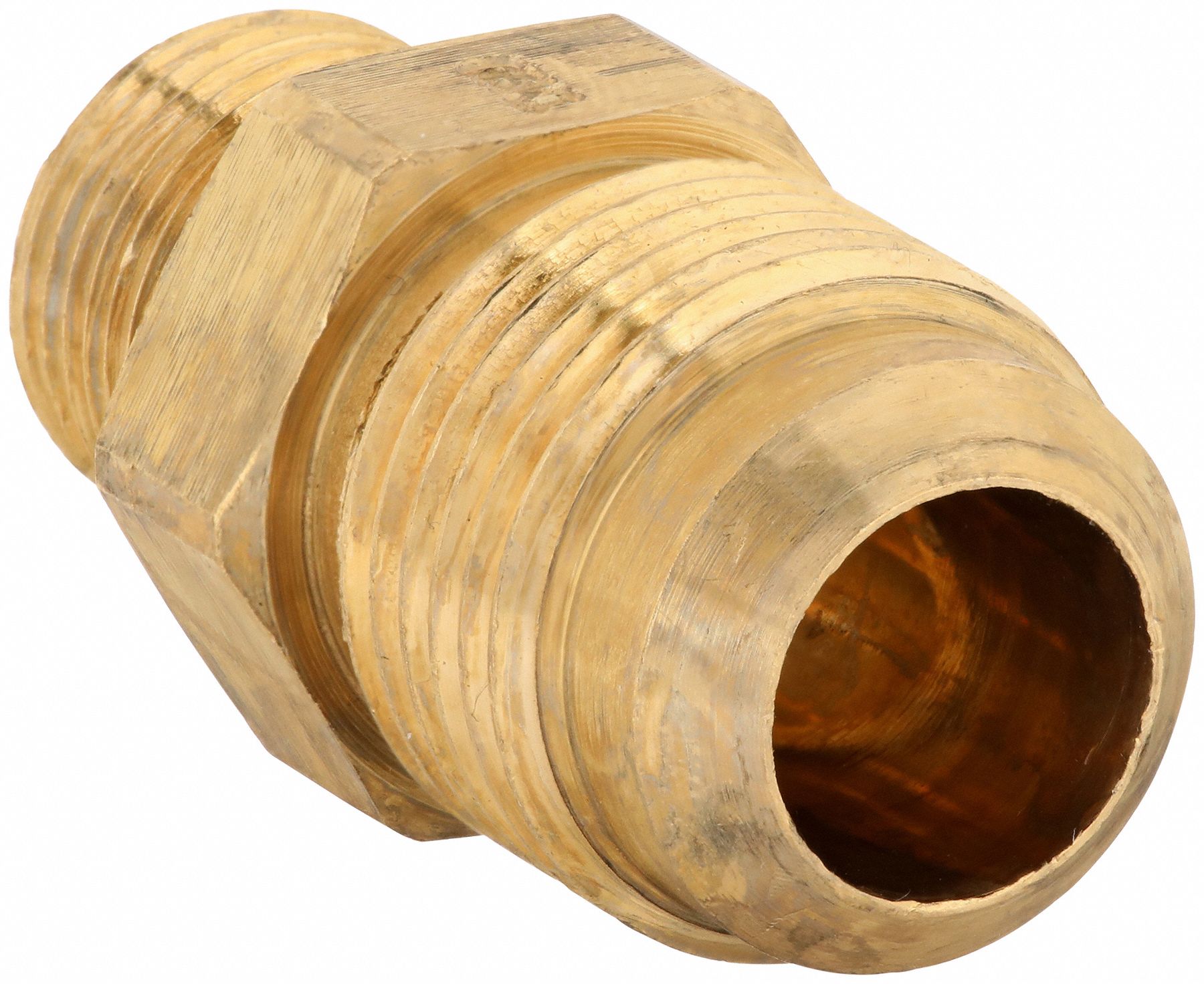 Flared Fitting Adapter: 5/8 in OD x 3/8 in Pipe Fitting Size, Flared/Threaded, Brass