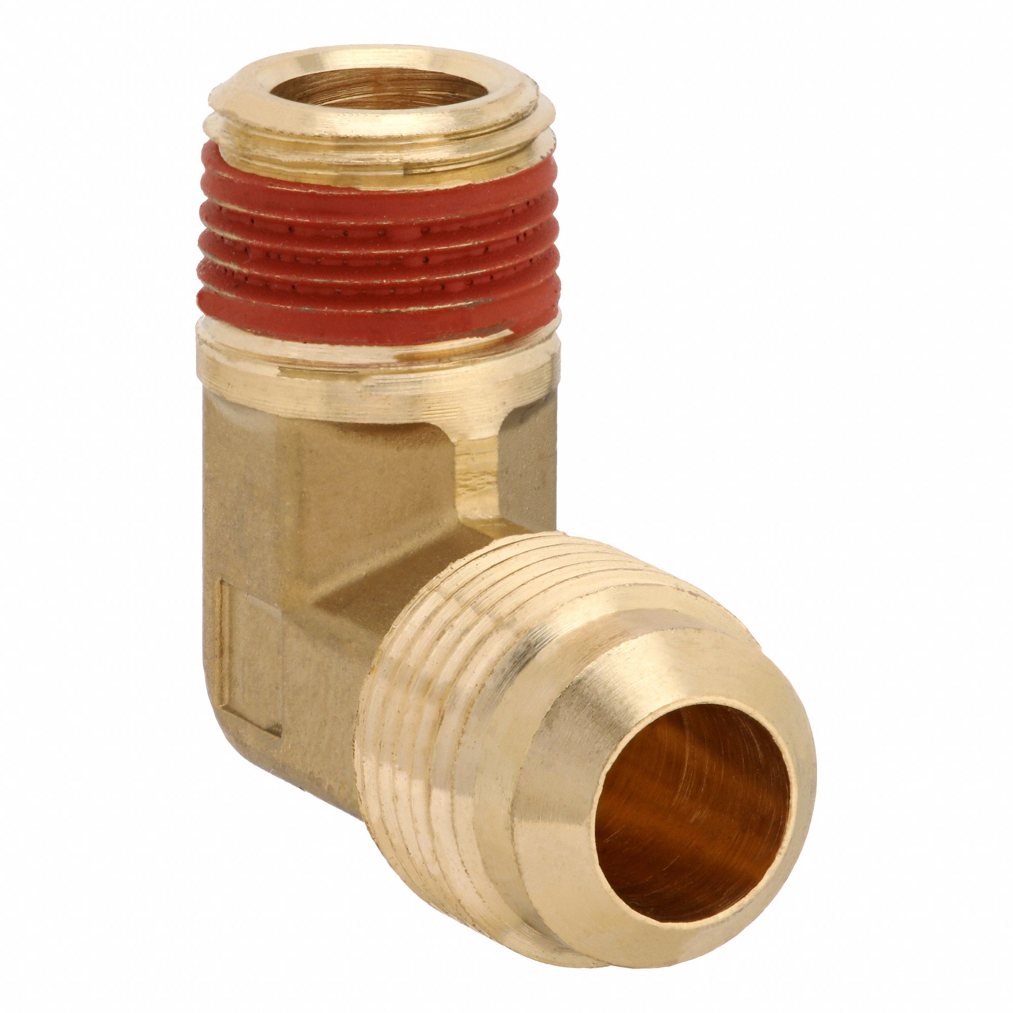 Flared Fitting Elbow: 1/2 in OD x 3/8 in Pipe Fitting Size, Flared/Threaded, Brass
