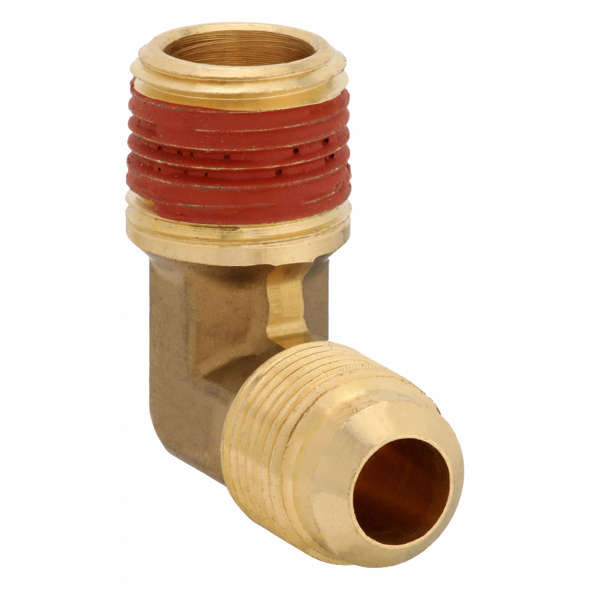 Flared Fitting Elbow: 1/2 in OD x 1/2 in Pipe Fitting Size, Flared/Threaded, Brass