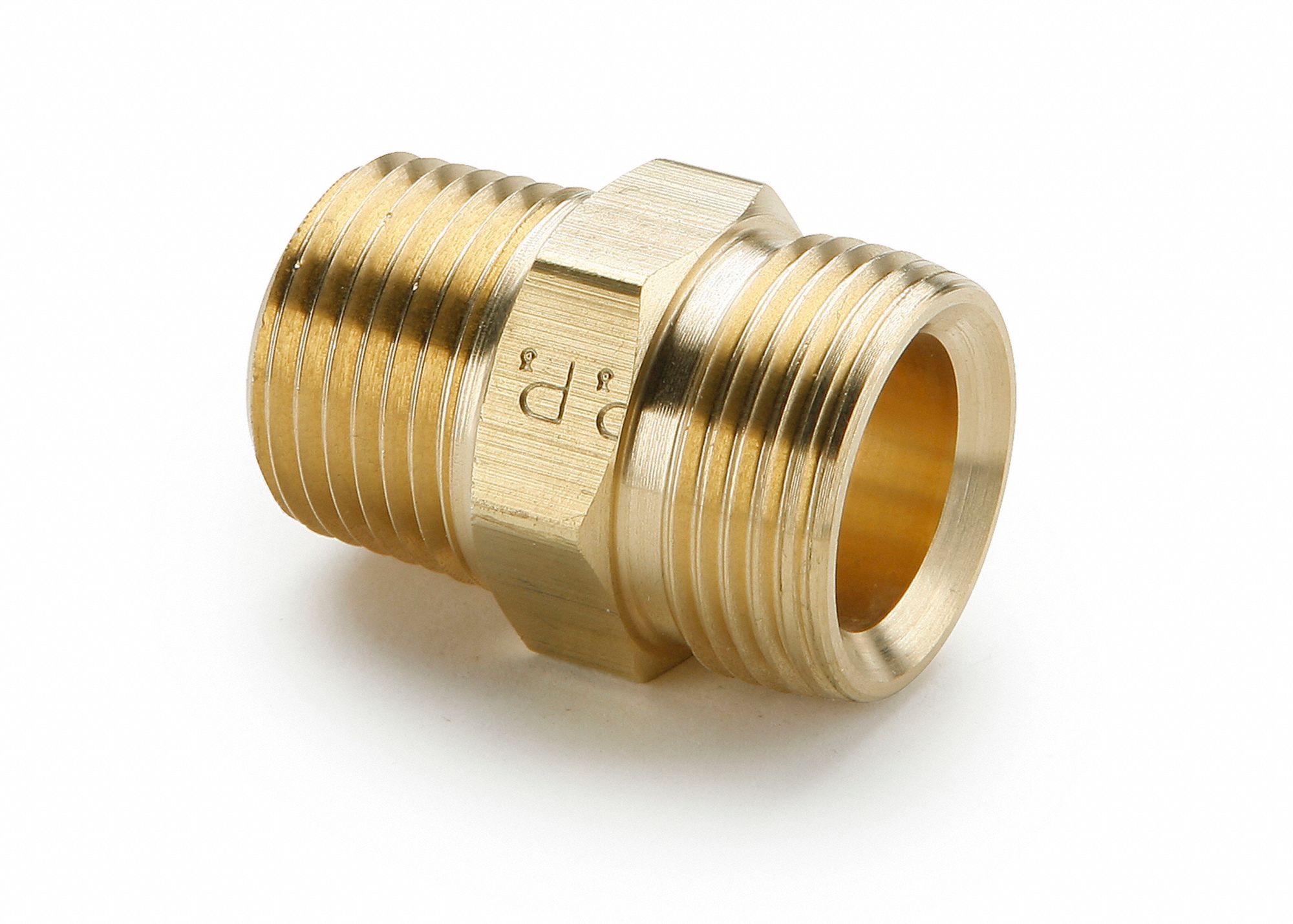 Compression Fitting Adapter: 3/4 in Pipe x 1/4 in Pipe Fitting Size, MNPT x MBSPP, Brass