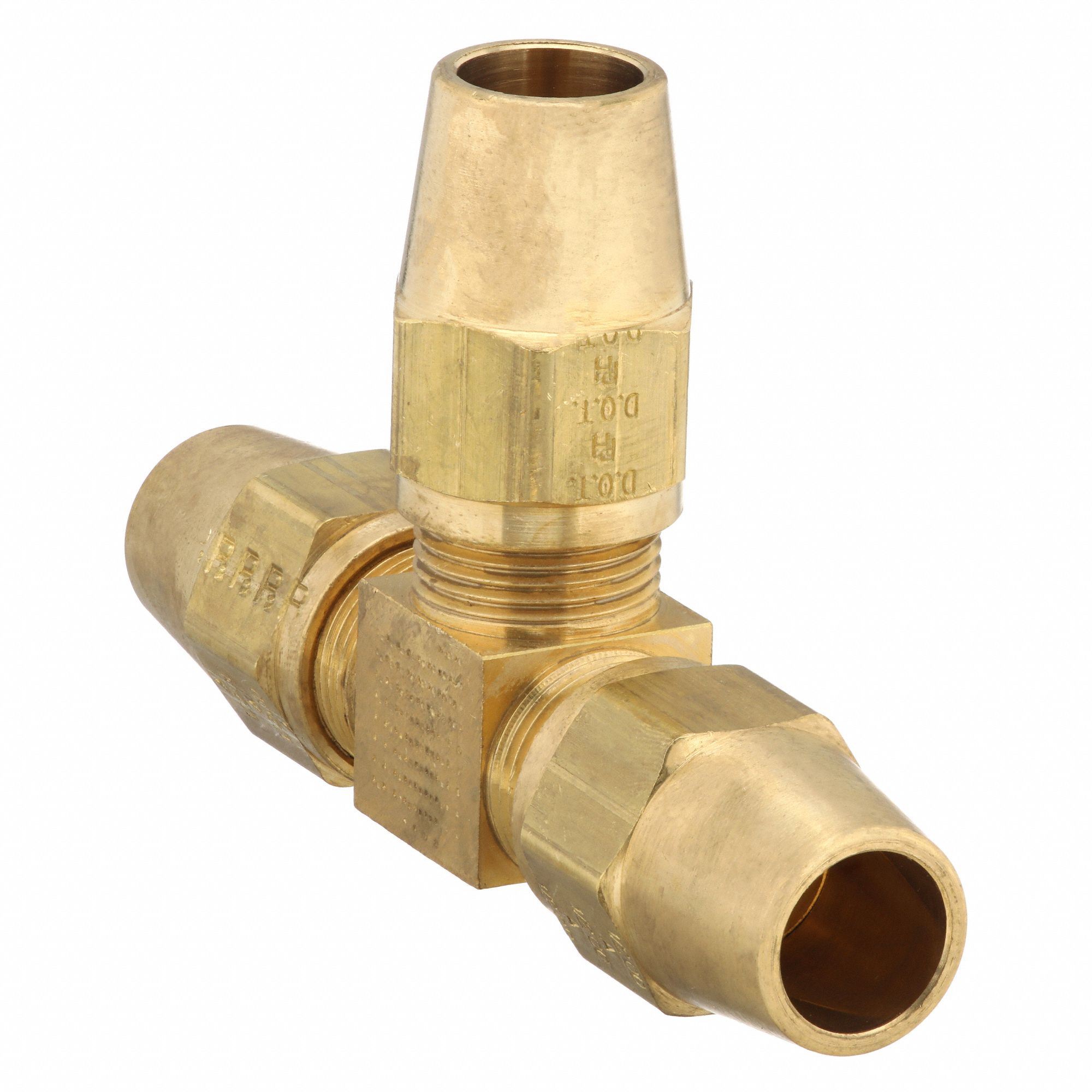 Compression Tee Fitting: 1/2 in OD x 1/2 in OD x 1/2 in OD Fitting Size, Brass