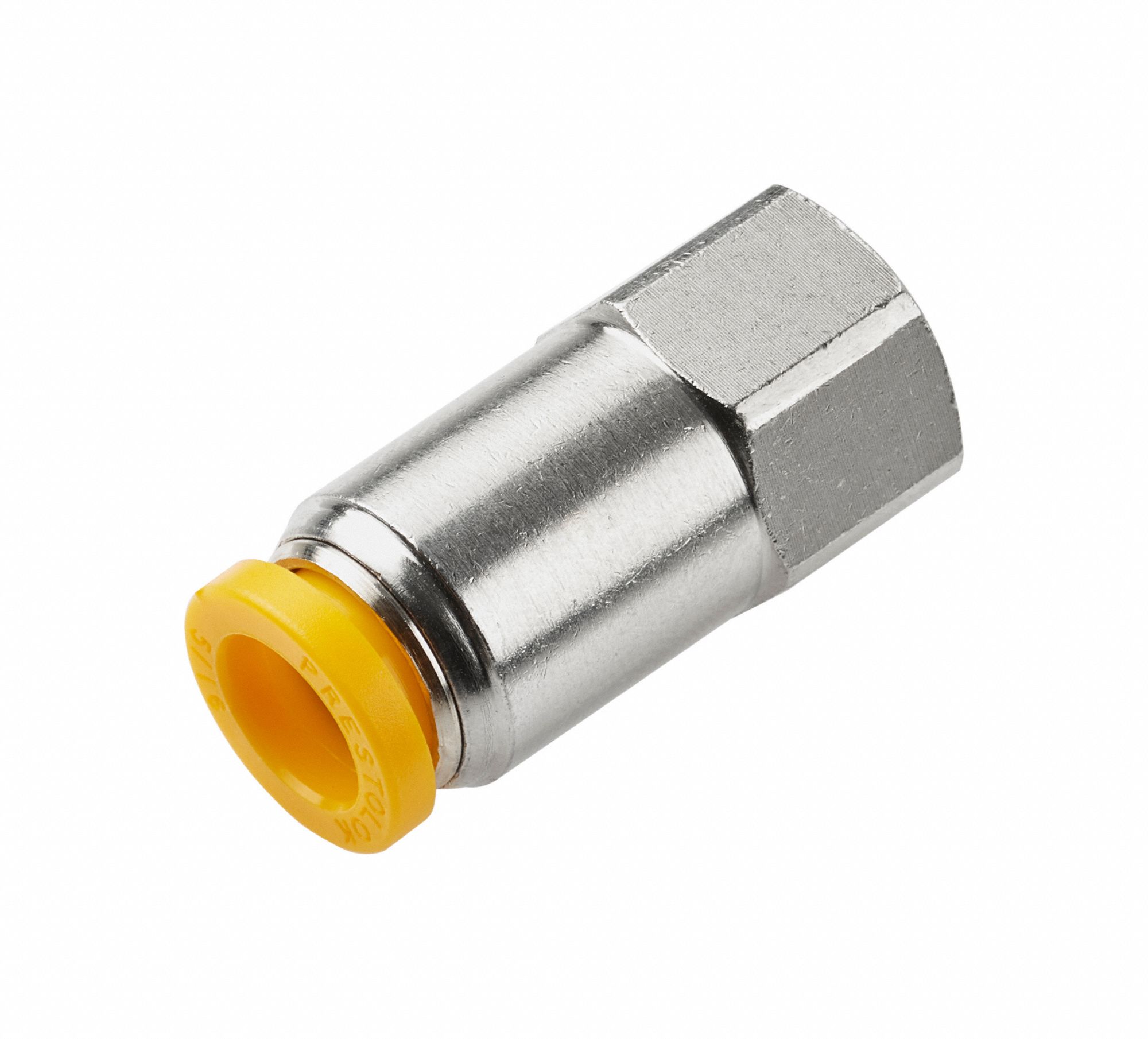 Push-Fit Adapter Fitting: 10 mm OD x 1/4 in Pipe Size, Push-to-Connect x BSPP, Brass, Silver