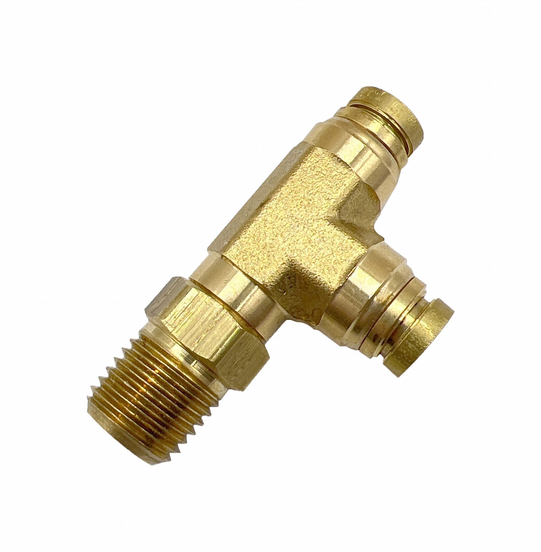 Tee Brass Push-Fit  1/4  MNPT 1/4