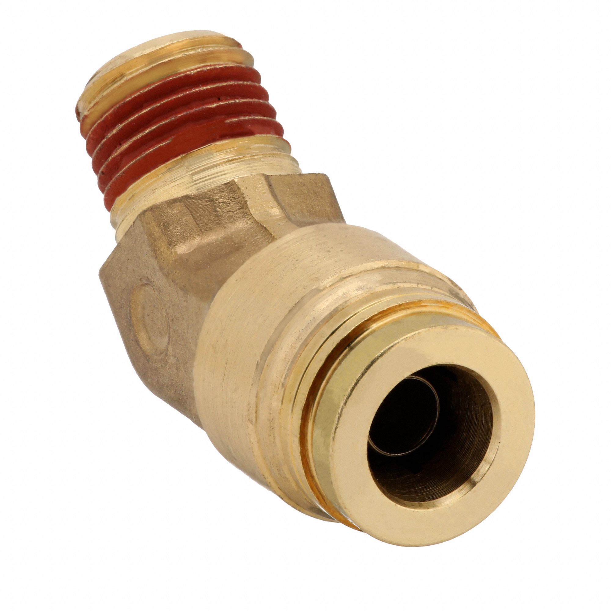 Push-Fit Elbow Fitting: 1/2 in OD x 1/4 in Pipe Fitting Size, Push-to-Connect x MNPT, Brass, Adapter