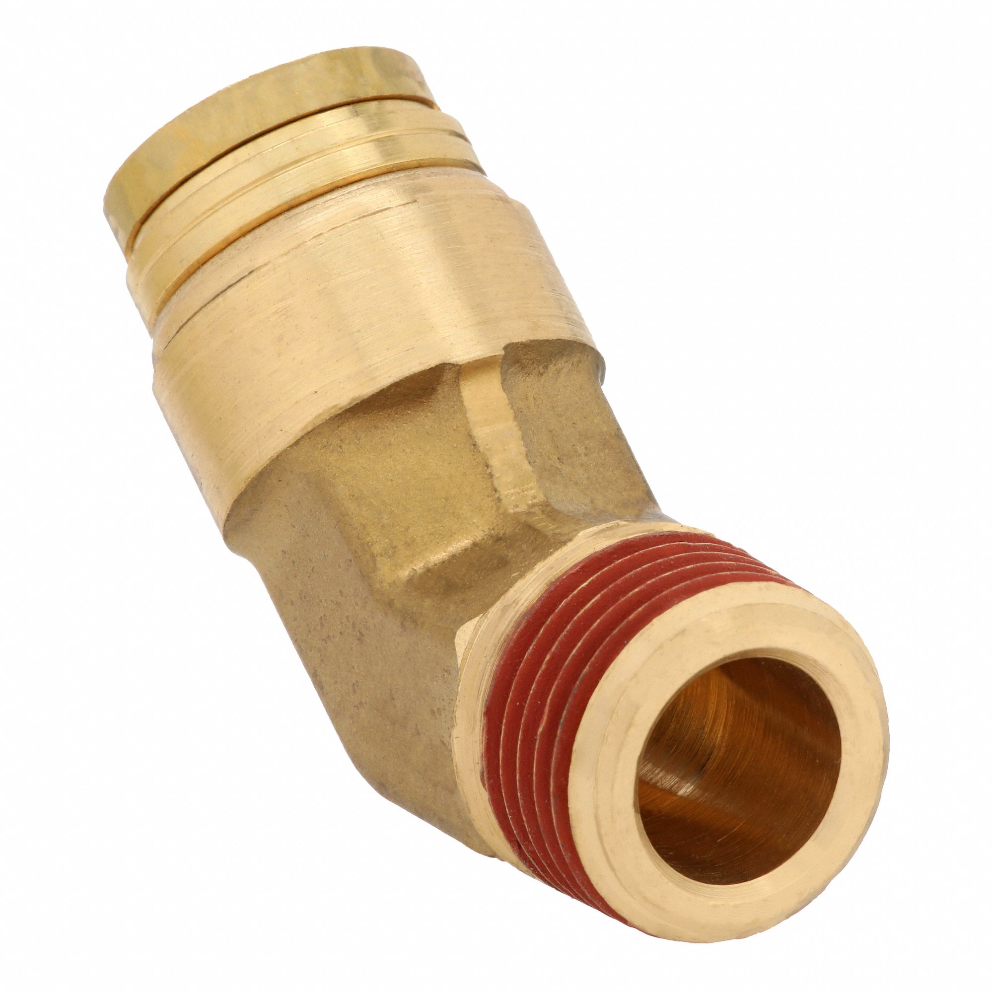 Push-Fit Elbow Fitting: 1/4 in OD x 1/4 in Pipe Fitting Size, Push-to-Connect x MNPT, Brass, Adapter