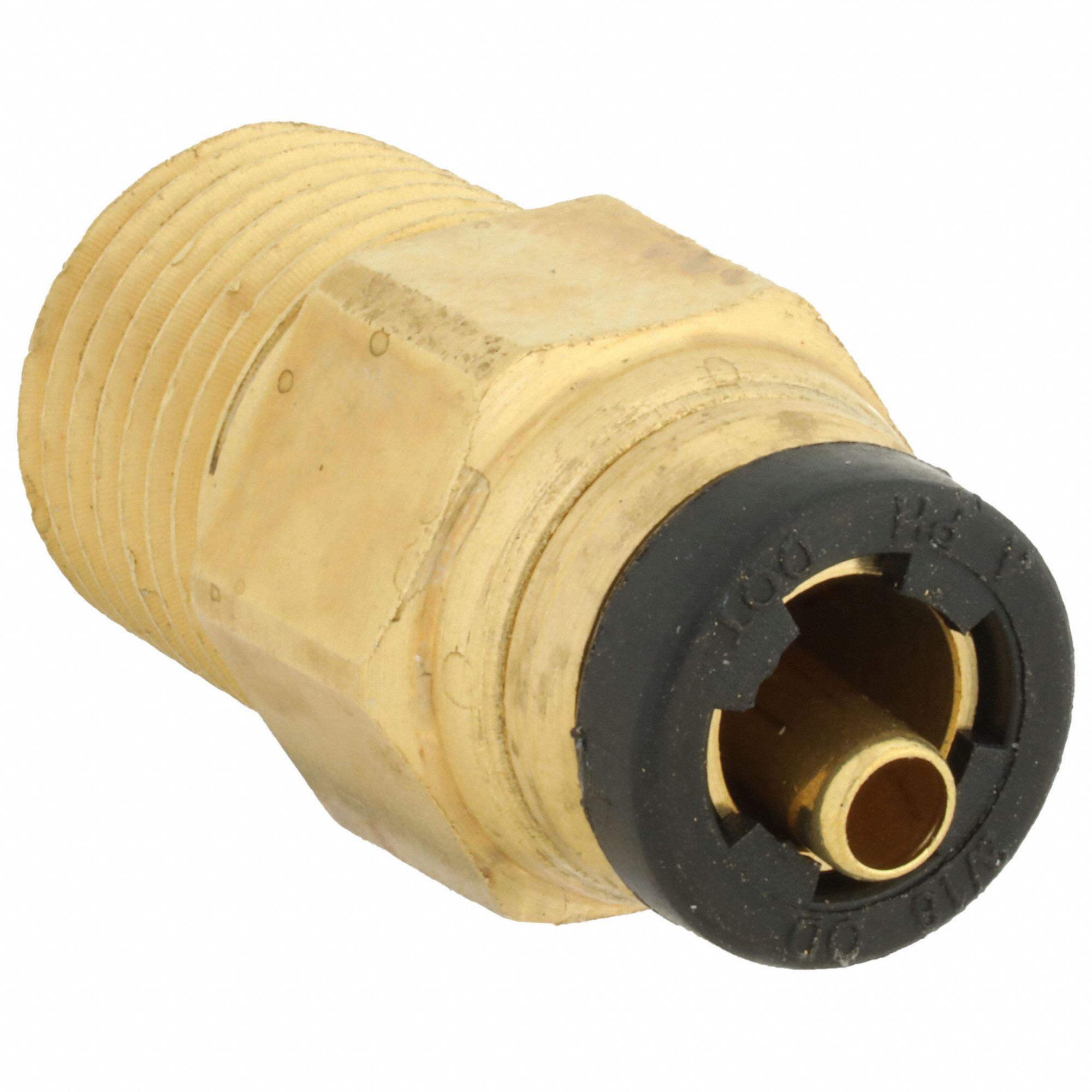 Push-Fit Adapter Fitting: 3/16 in OD x 1/16 in Pipe Fitting Size, Push-to-Connect x MNPT, Brass