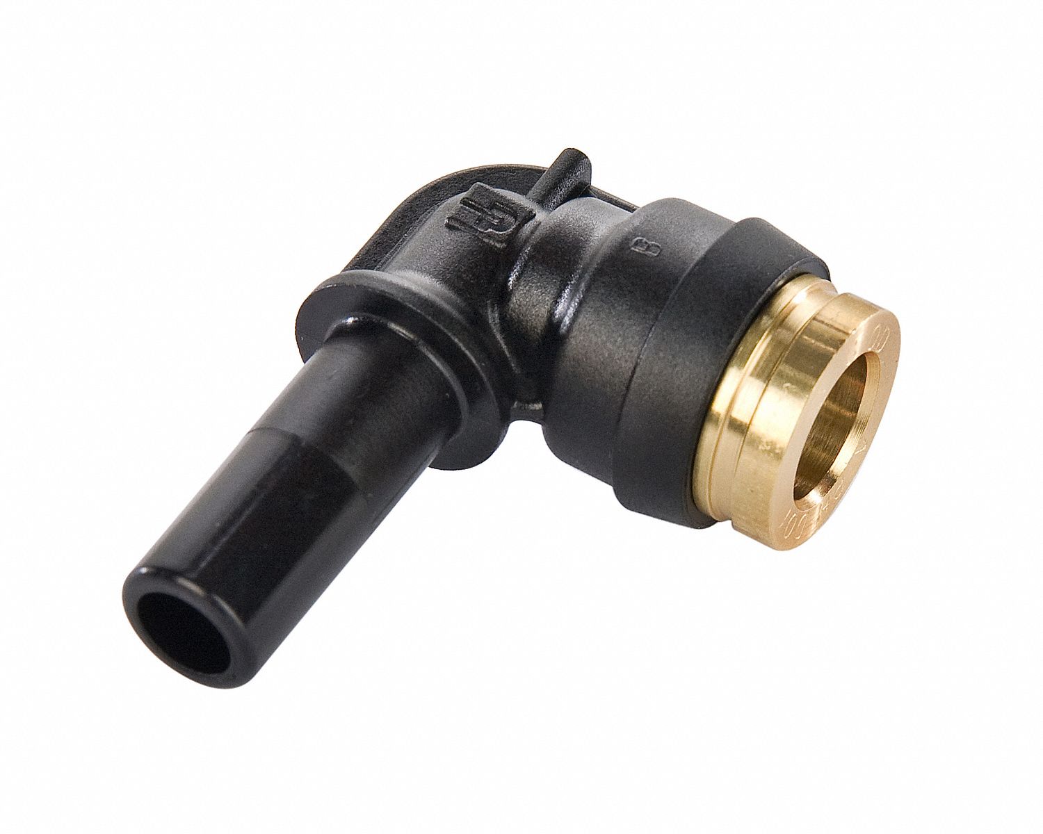 Push-Fit Elbow Fitting: 1/2 in OD x 3/8 in OD Fitting Size, Push-to-Connect x Push-to-Connect