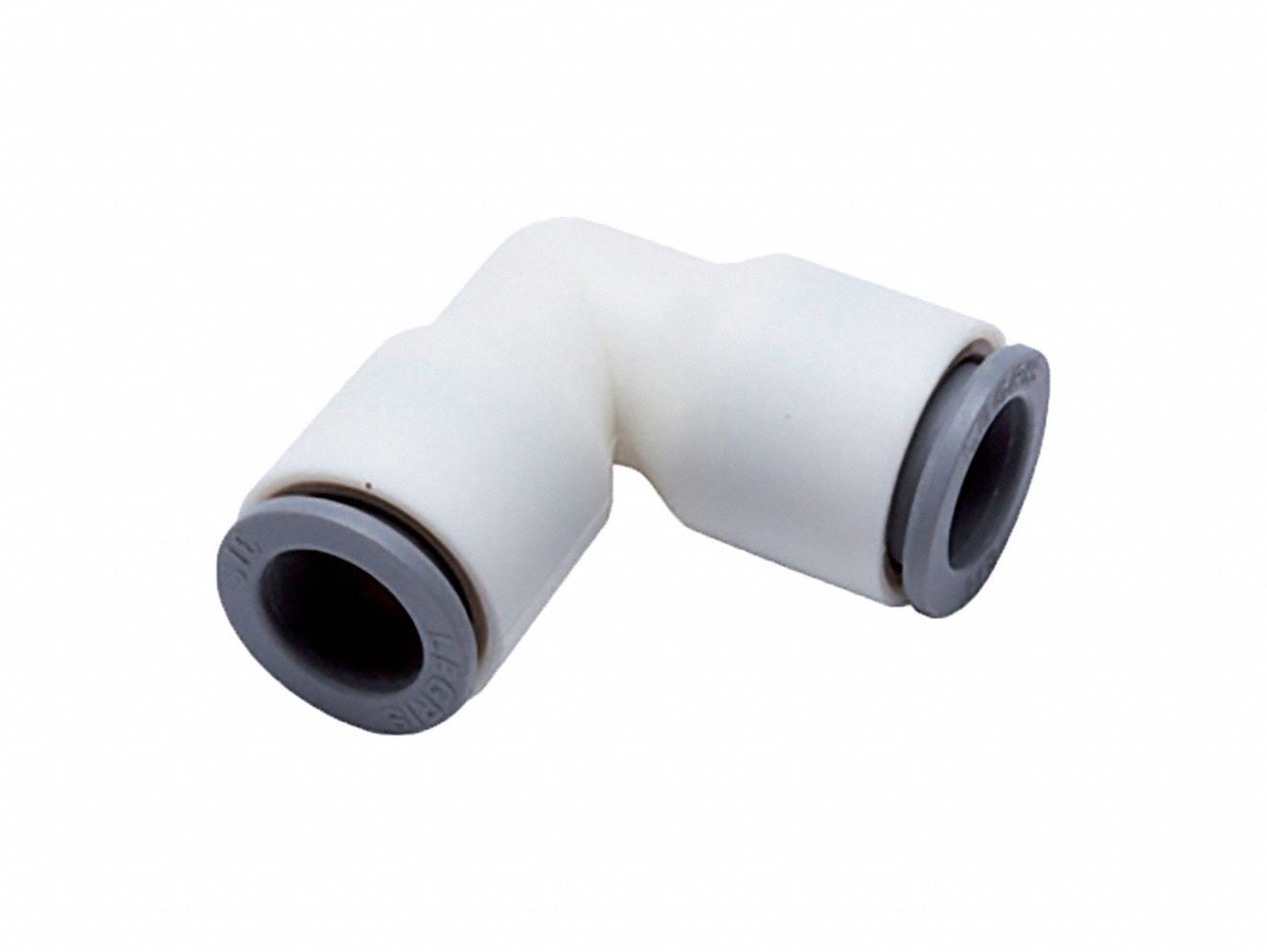 Push-Fit Elbow Fitting: 90° Elbow, 1/4 in OD 5/16 in OD Size, Polymer