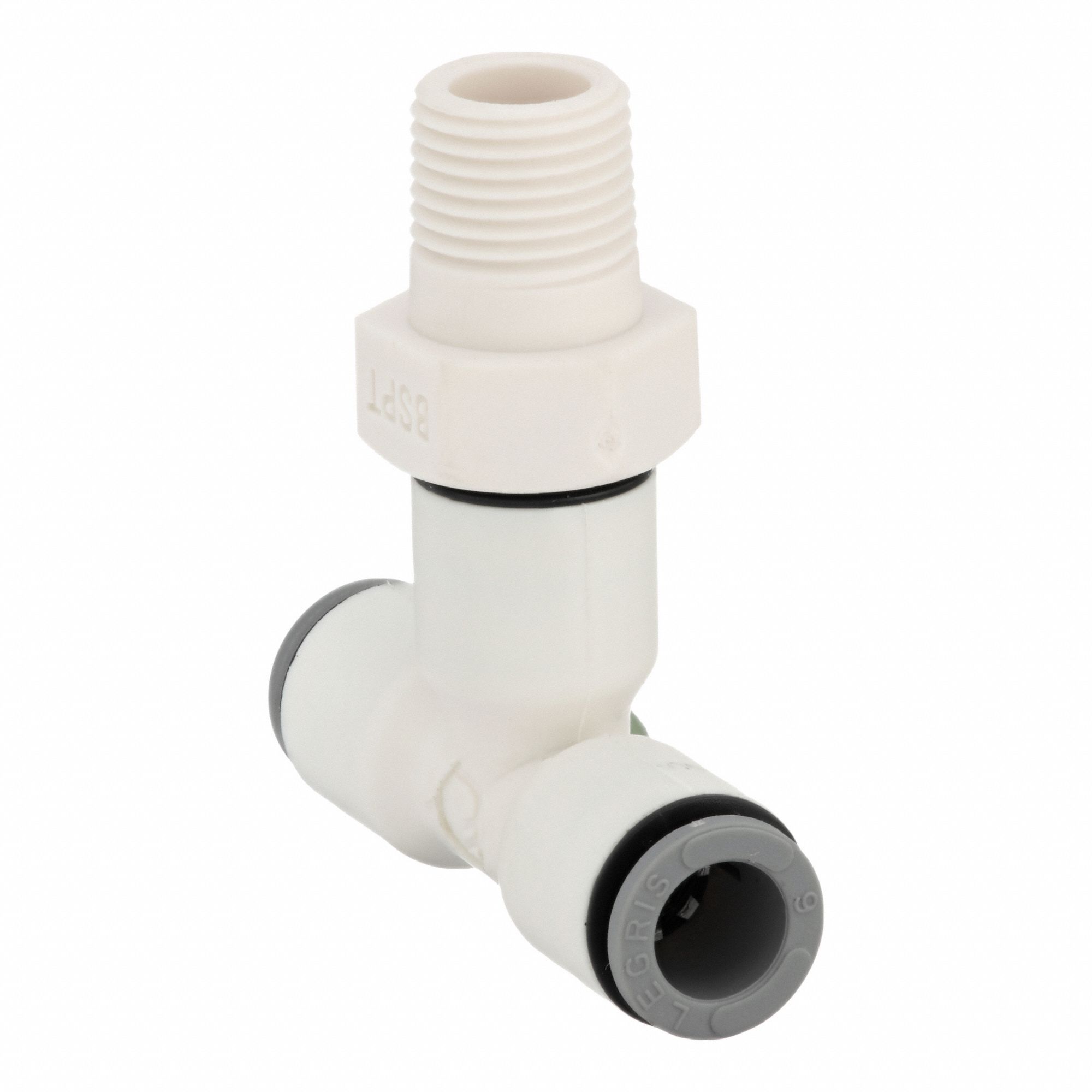 Push-Fit Tee Fitting: Tee, 6 mm OD Size, Push-to-Connect x Push-to-Connect x MBSPT, Nylon