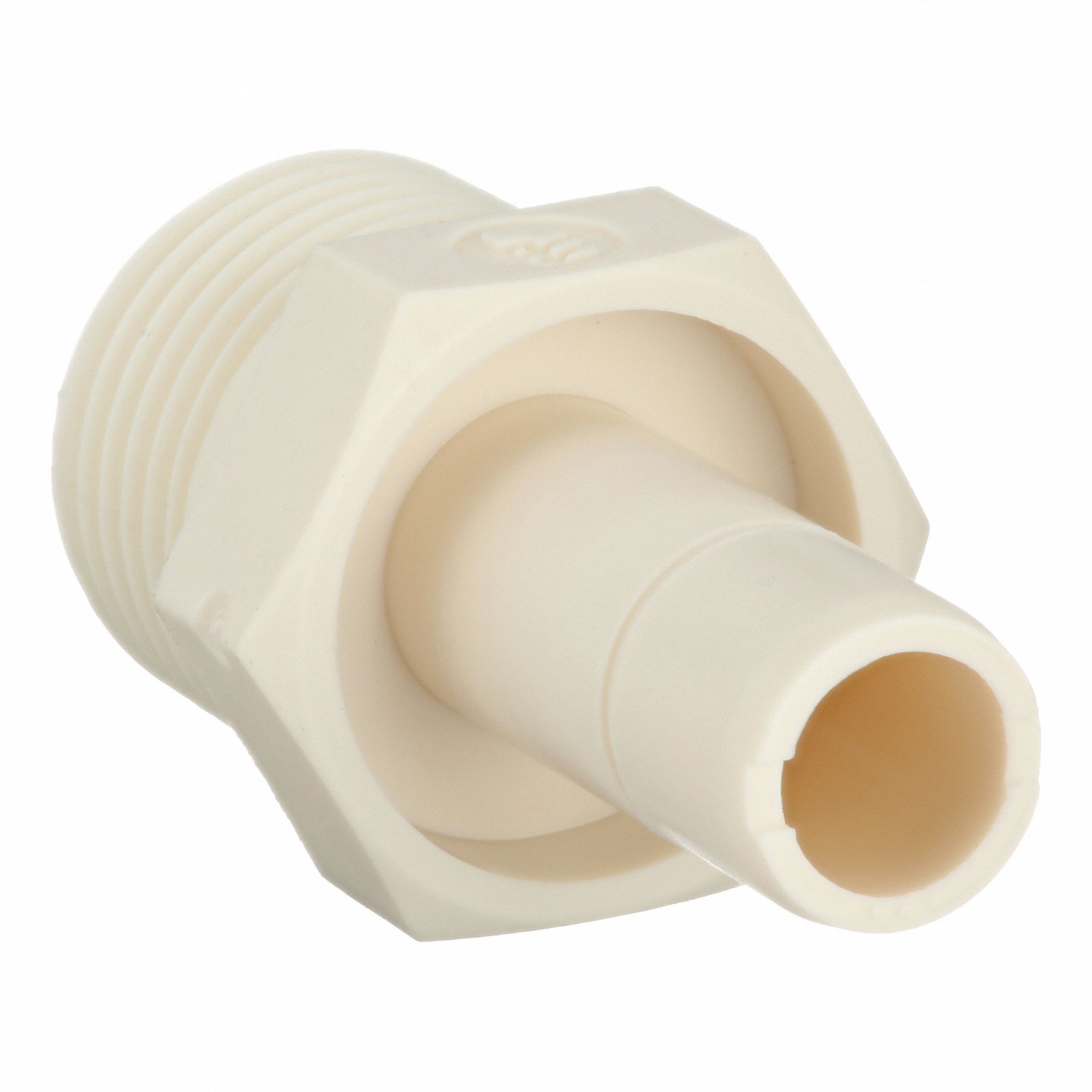 Push-Fit Adapter Fitting: Straight, 1/2 in OD 1/2 in Pipe Size, Tube Stem x MNPT, Polymer