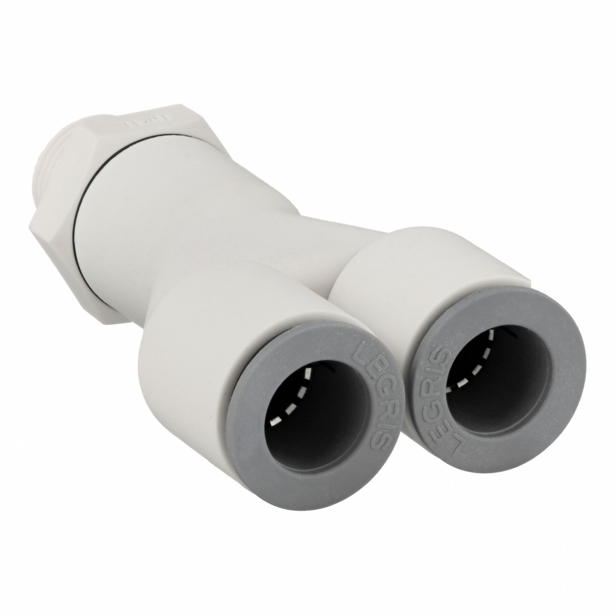 Push-Fit Wye Fitting: Wye, 1/2 in OD x 1/2 in Pipe Size, Nylon