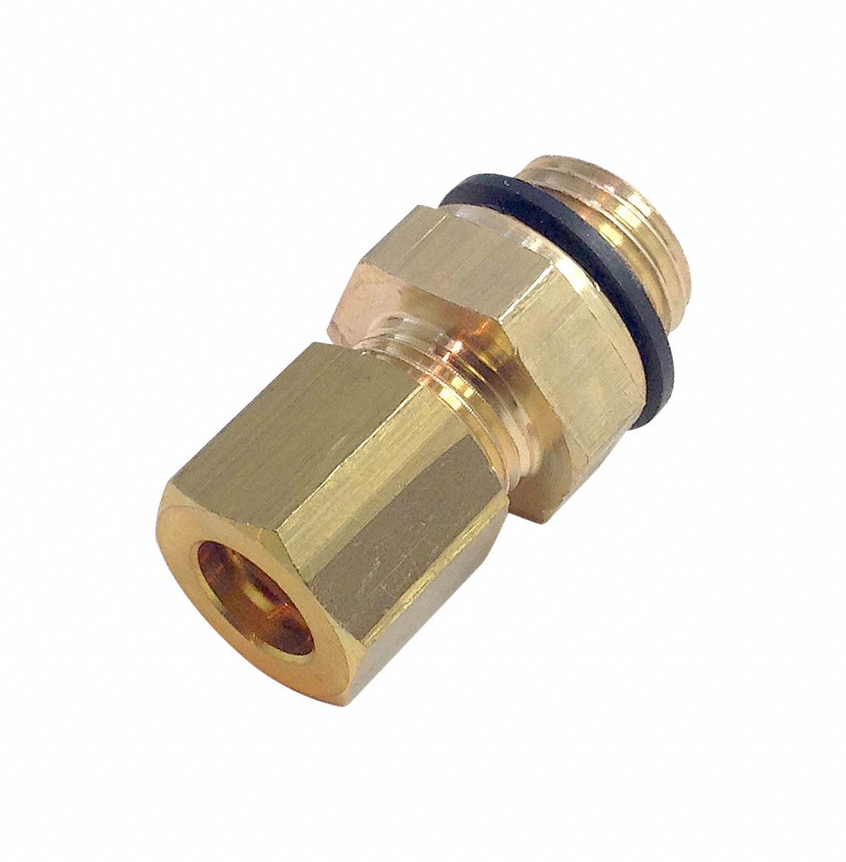 Compression Fitting Coupling: 1/4 in Pipe x 6 mm OD Fitting Size, BSPP x Compression, Brass