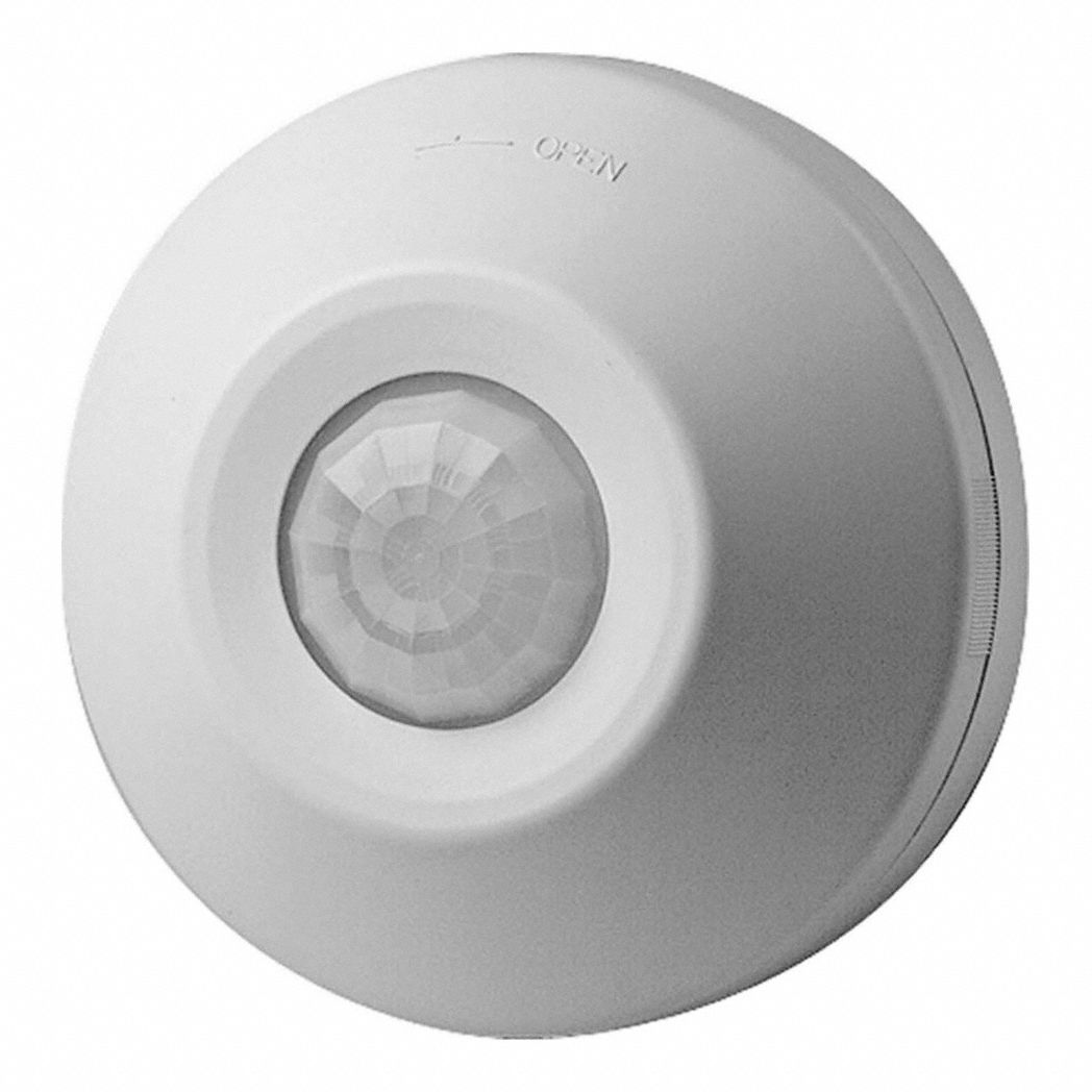 Occupancy Sensor: Fluorescent/Incandescent, Passive Infrared (PIR), 120V AC, Ceiling, White