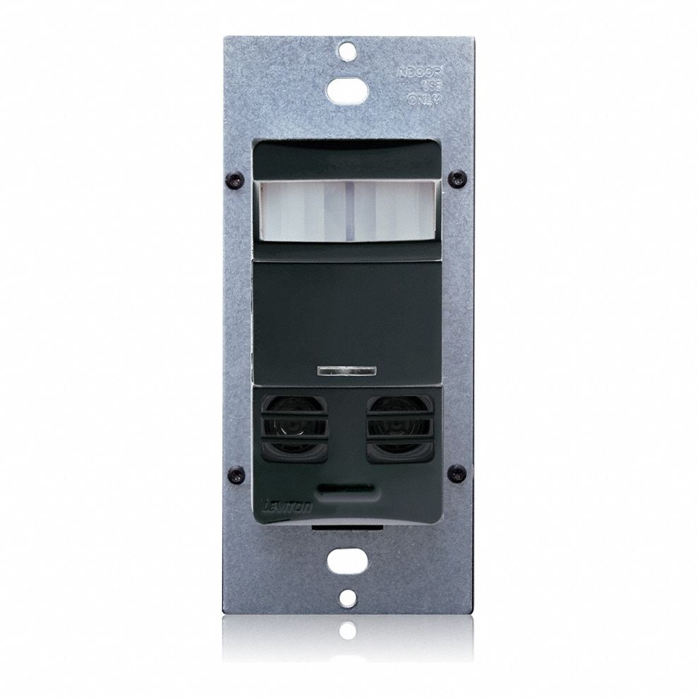 Occupancy Sensor: Occupancy/Photocell/Vacancy, Fluorescent/Incandescent, Hard Wired, Black