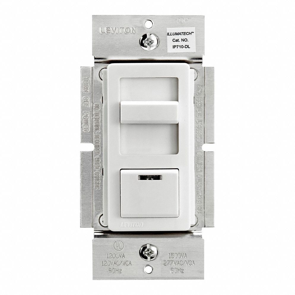 Lighting Dimmer: Fluorescent/LED, 1-Pole, 3-Way, 120/277V AC, 10 A, Ivory/Light Almond/White