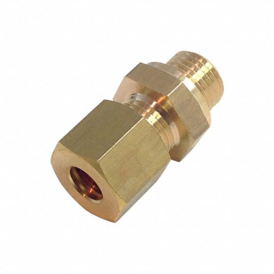 PARKER Brass Metric Compression Fitting Brass, Metric x Compression, 7