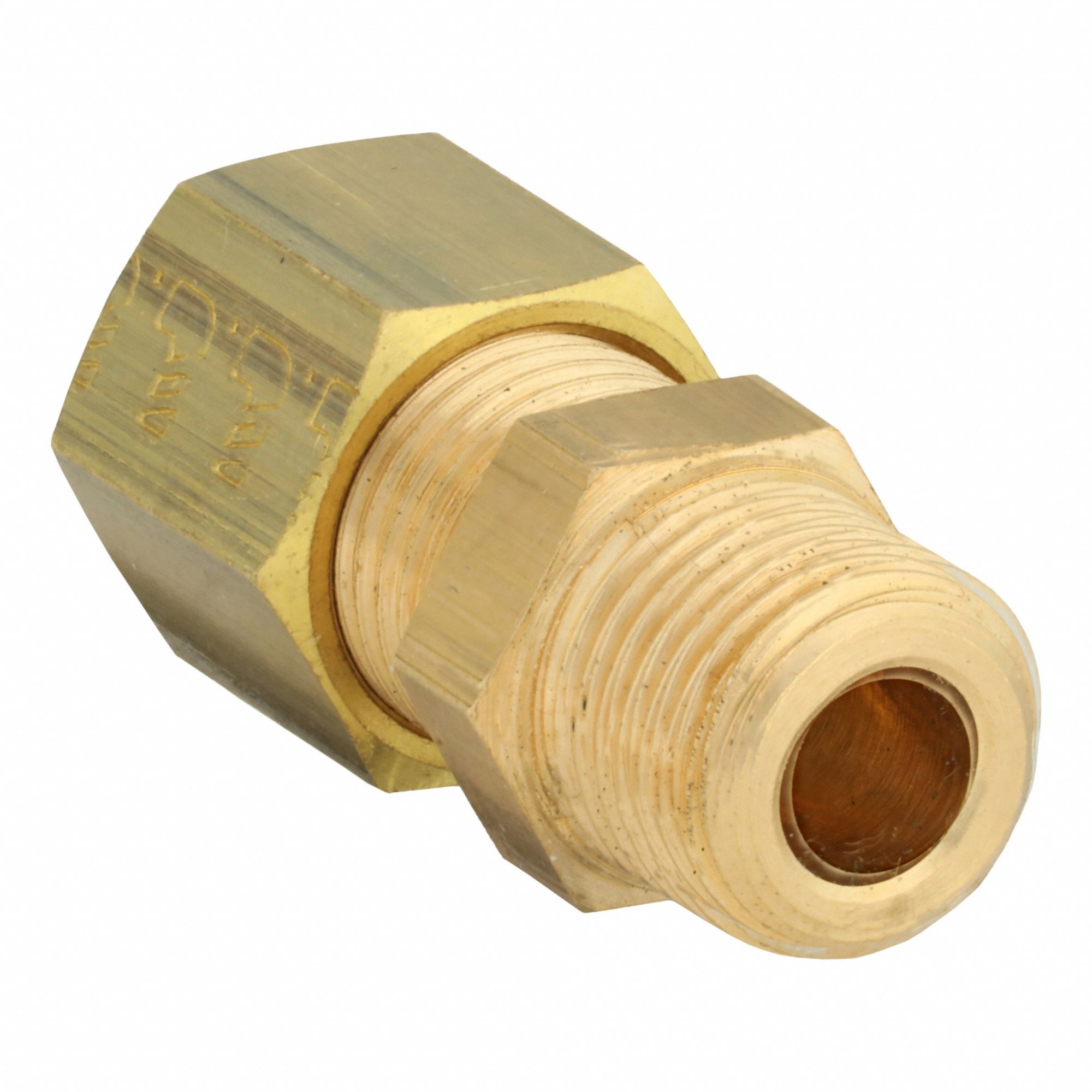 Compression Fitting Coupling: 1 in Pipe x 25 mm OD Fitting Size, BSPT x Compression, Brass