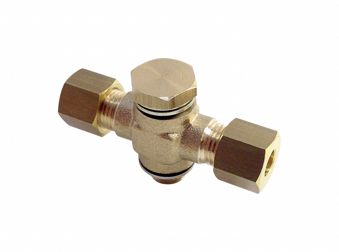 PARKER Brass Metric Compression Fitting 2 7/32 in Overall Lg, Metal