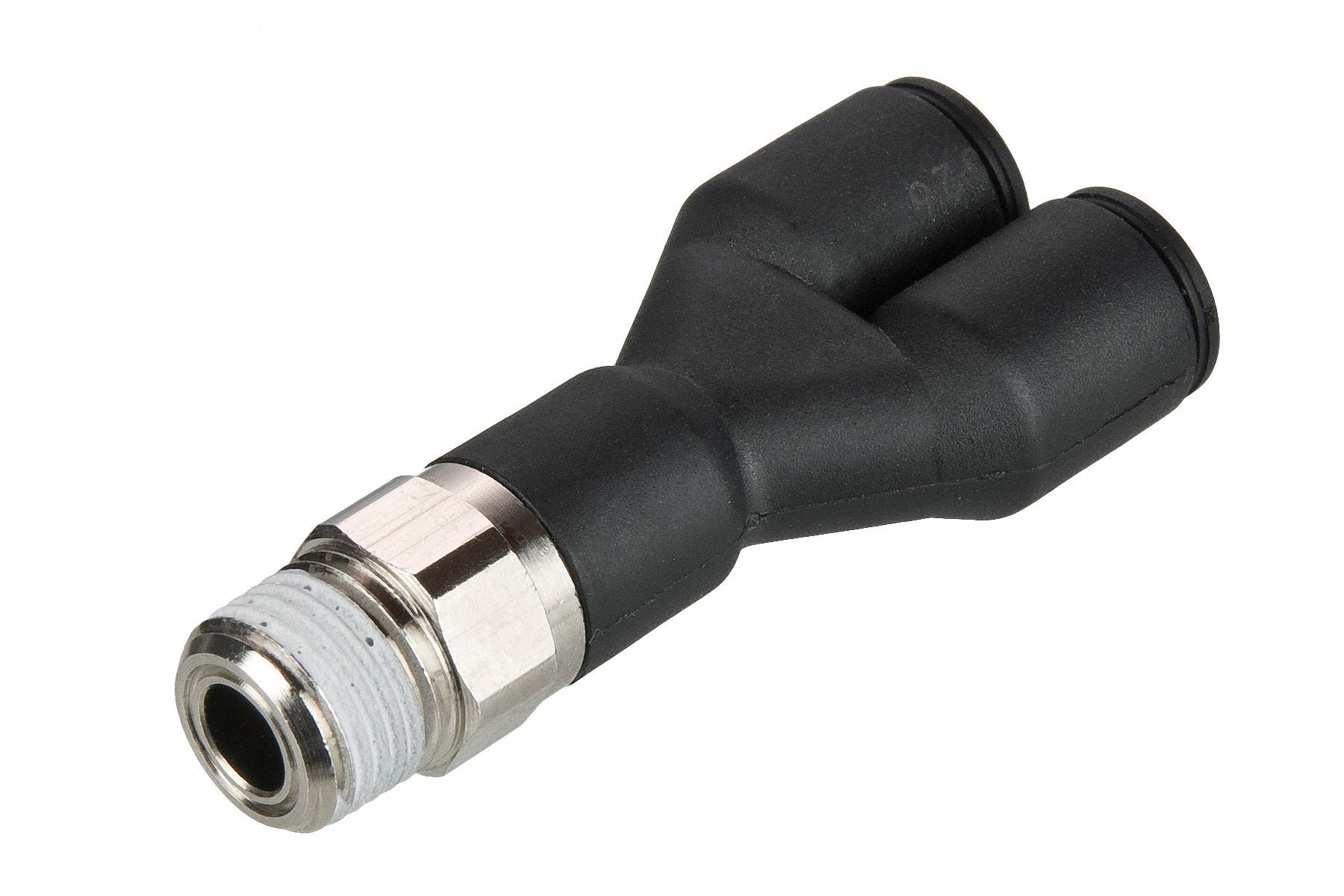 METRIC PUSH-TO-CONNECT FITTING: POLYMER, BSPT X PUSH-TO-CONNECT X PUSH-TO-CONNECT, 39 IN L
