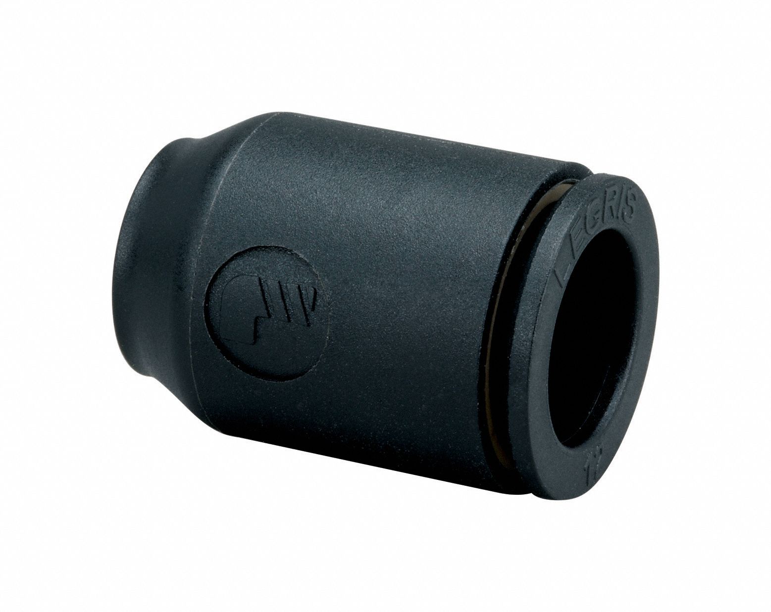 Push-Fit Cap: 8 mm OD Size, Push-to-Connect, Polycarbonate, 21 29/32 mm Overall Lg, Black