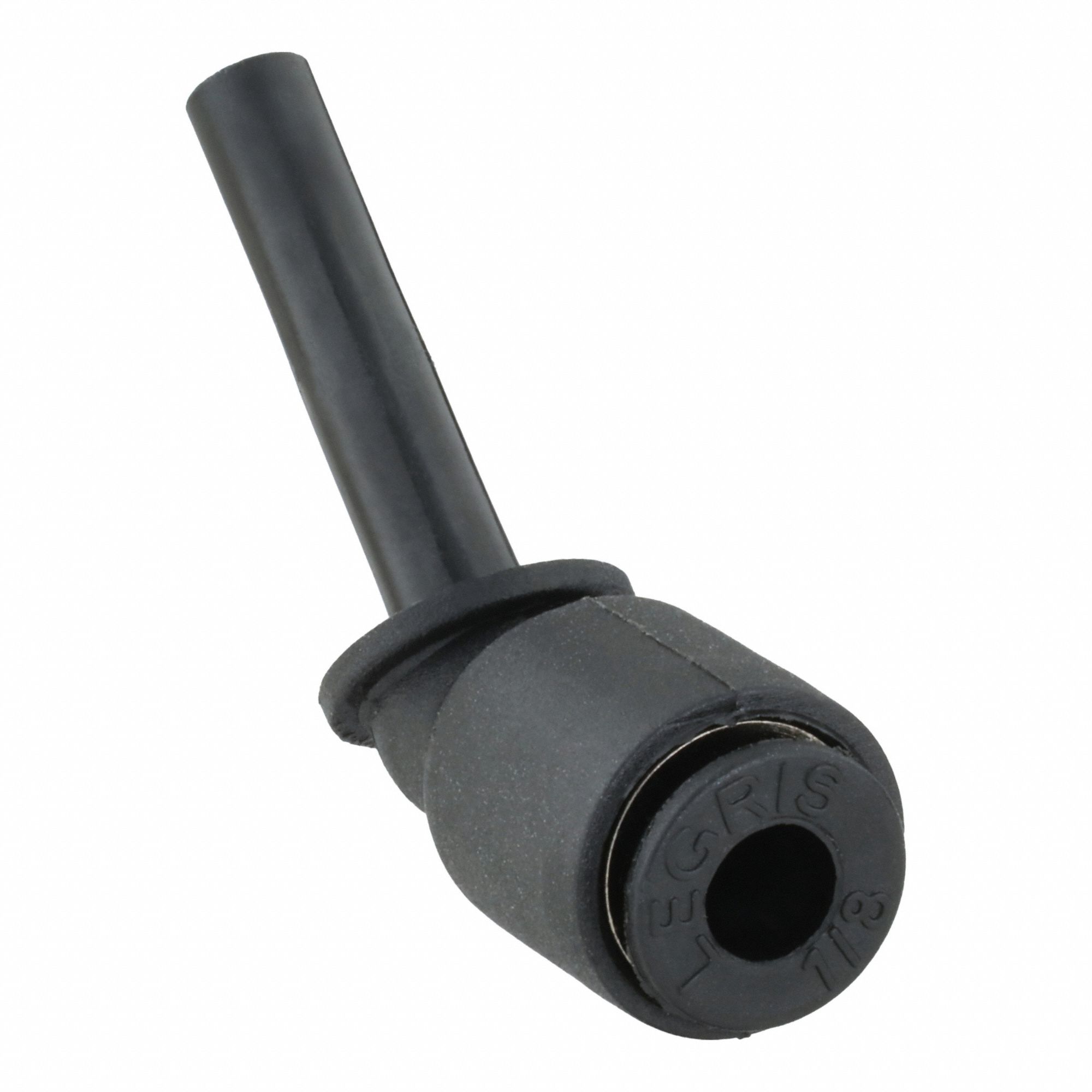 Push-Fit Elbow Fitting: 1/4 in OD x 1/4 in OD Size, Push-to-Connect x Push-to-Connect, Black