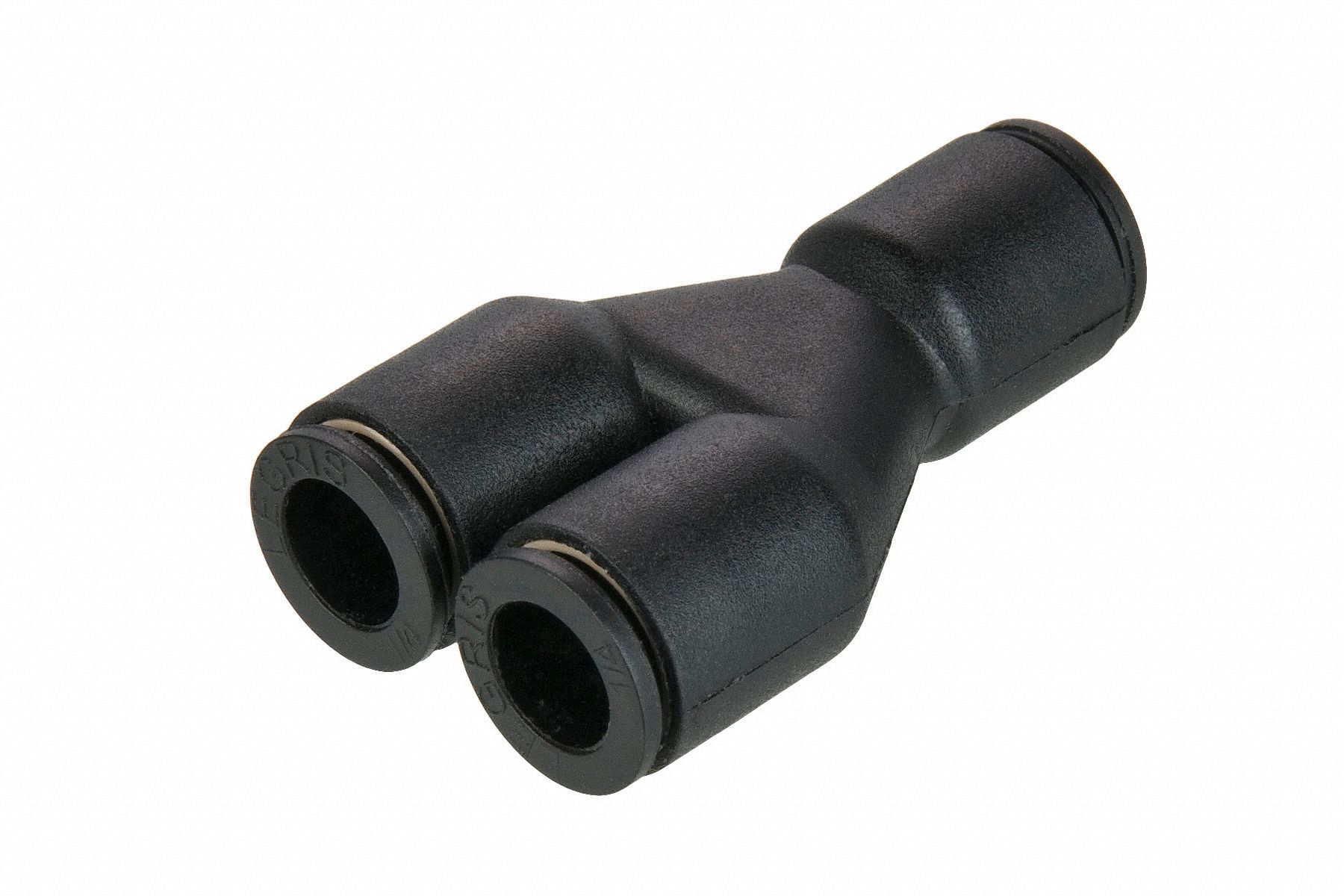 Push-Fit Wye Fitting: 1/2 in OD x 1/2 in OD x 1/2 in OD Size, Fiberglass-Reinforced Nylon