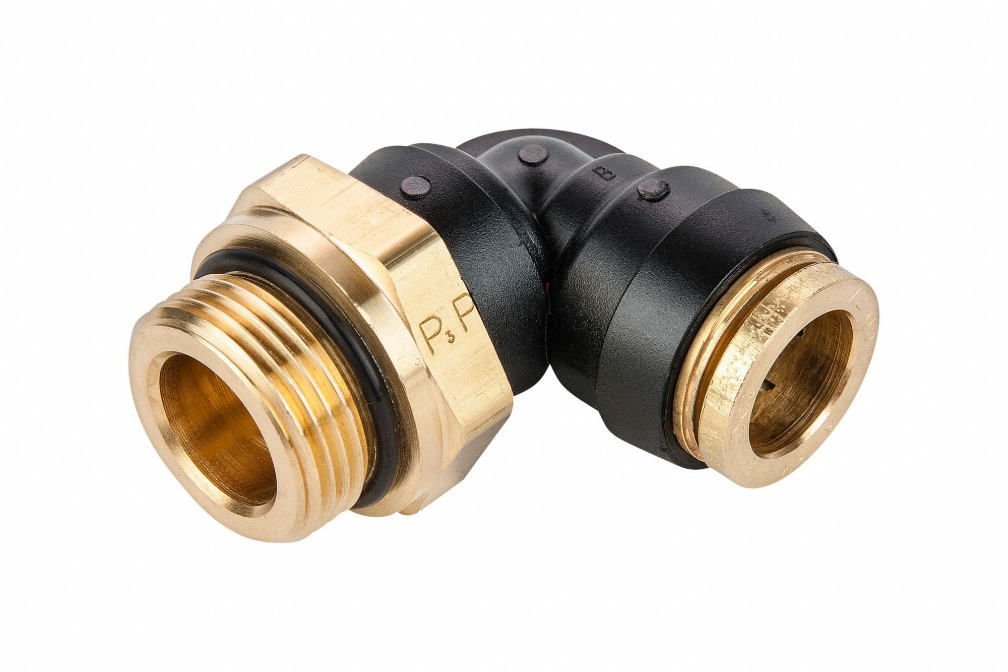 Push-Fit Elbow Fitting: 5/8 in OD x 12 mm Pipe Fitting Size, Push-to-Connect x Metric, Composite