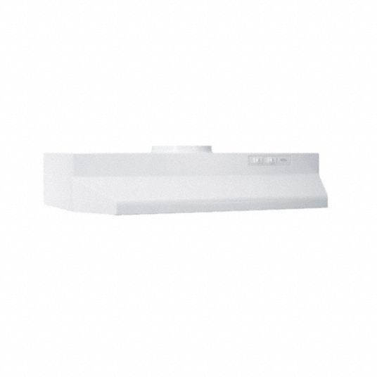 BROAN Range Hood: 30 in Wide, White, Steel Housing, 230 cfm, 6 sones, 2 ...